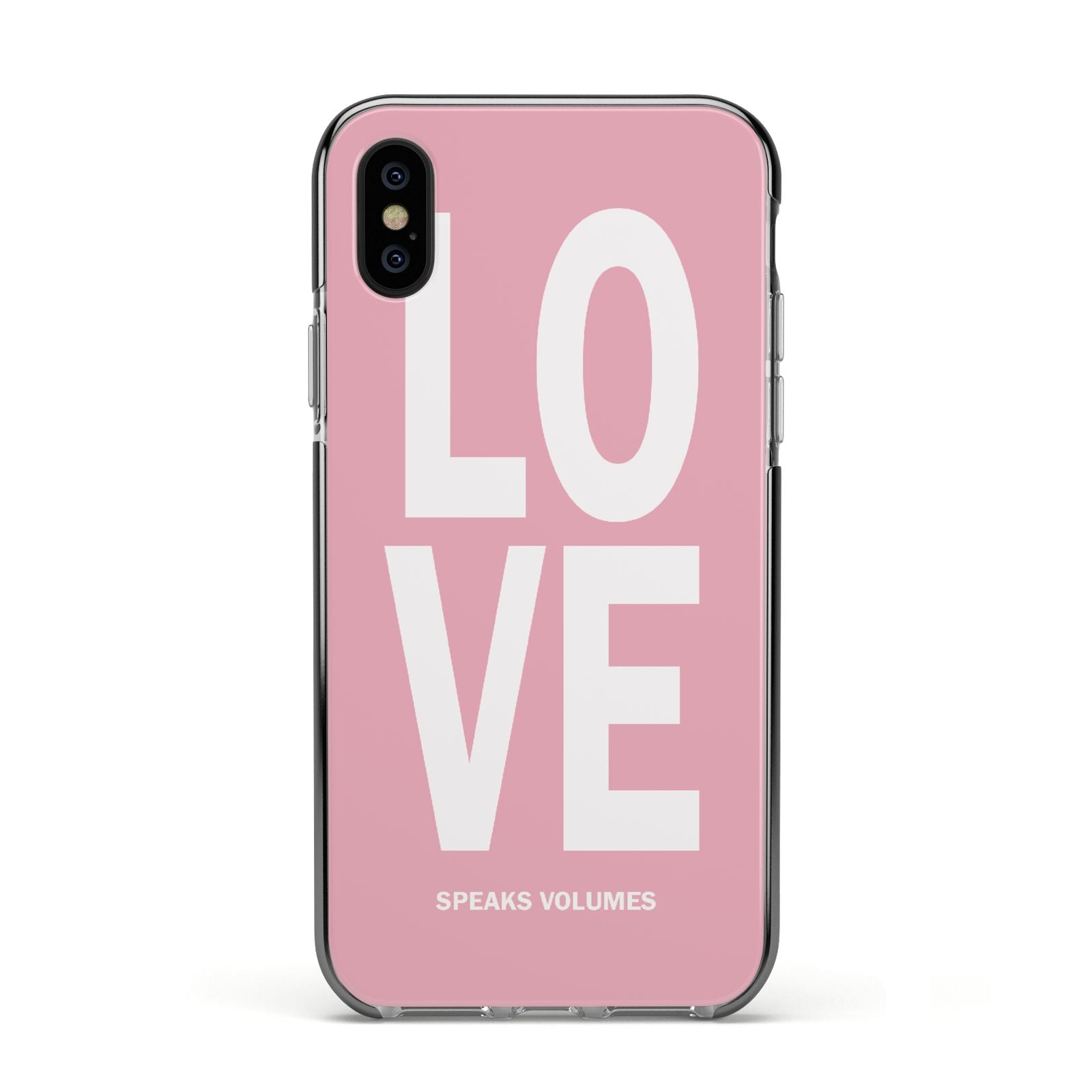 Valentines Love Speaks Volumes Apple iPhone Xs Impact Case Black Edge on Black Phone