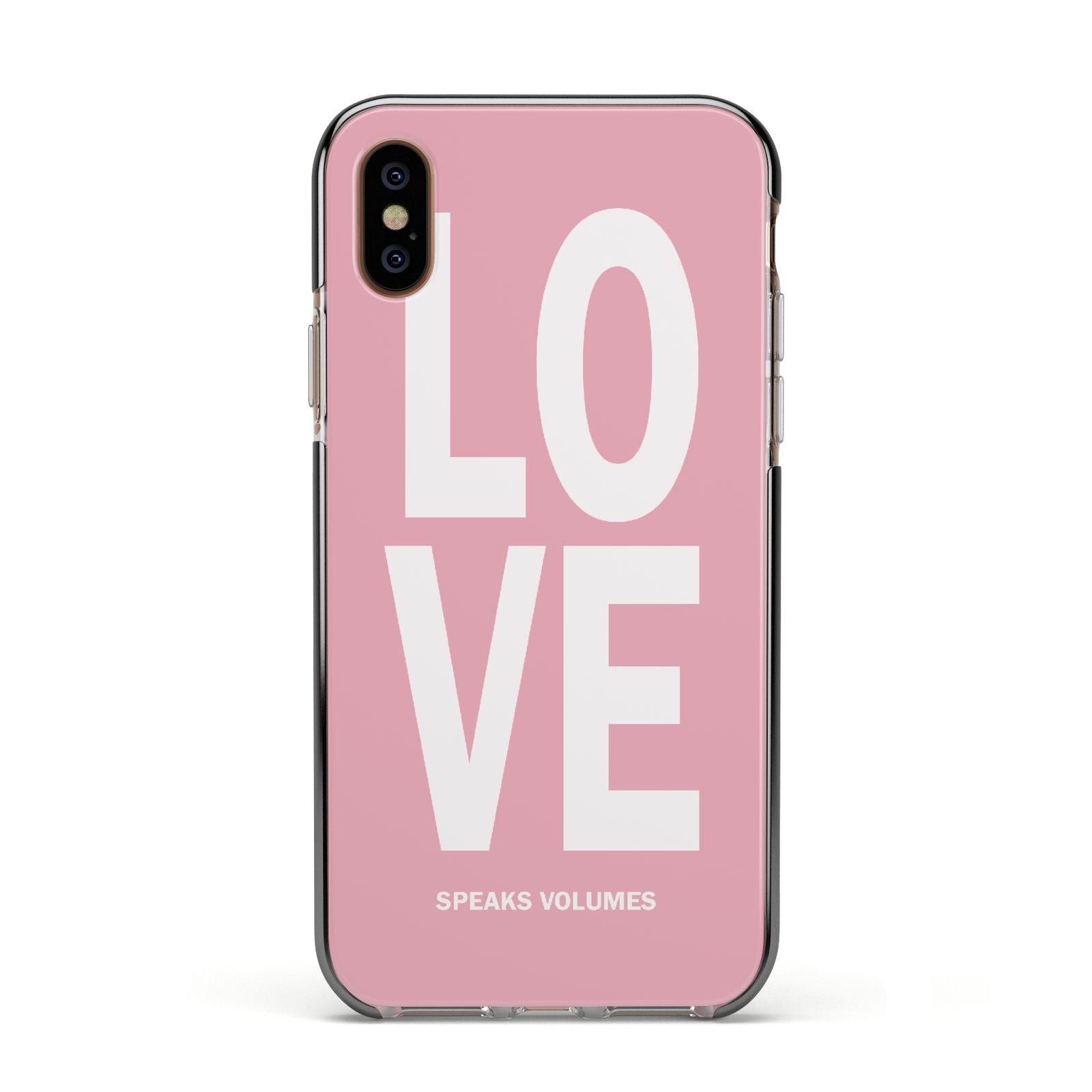 Valentines Love Speaks Volumes Apple iPhone Xs Impact Case Black Edge on Gold Phone