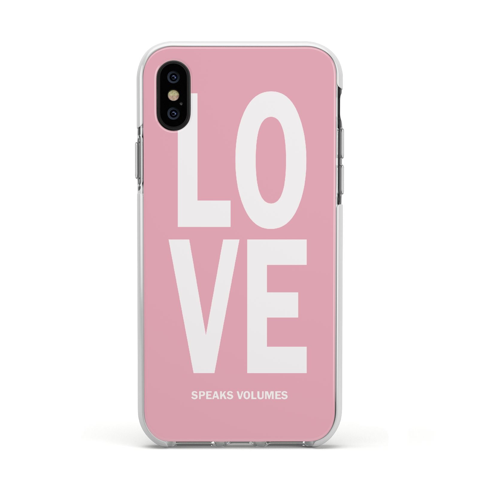 Valentines Love Speaks Volumes Apple iPhone Xs Impact Case White Edge on Black Phone