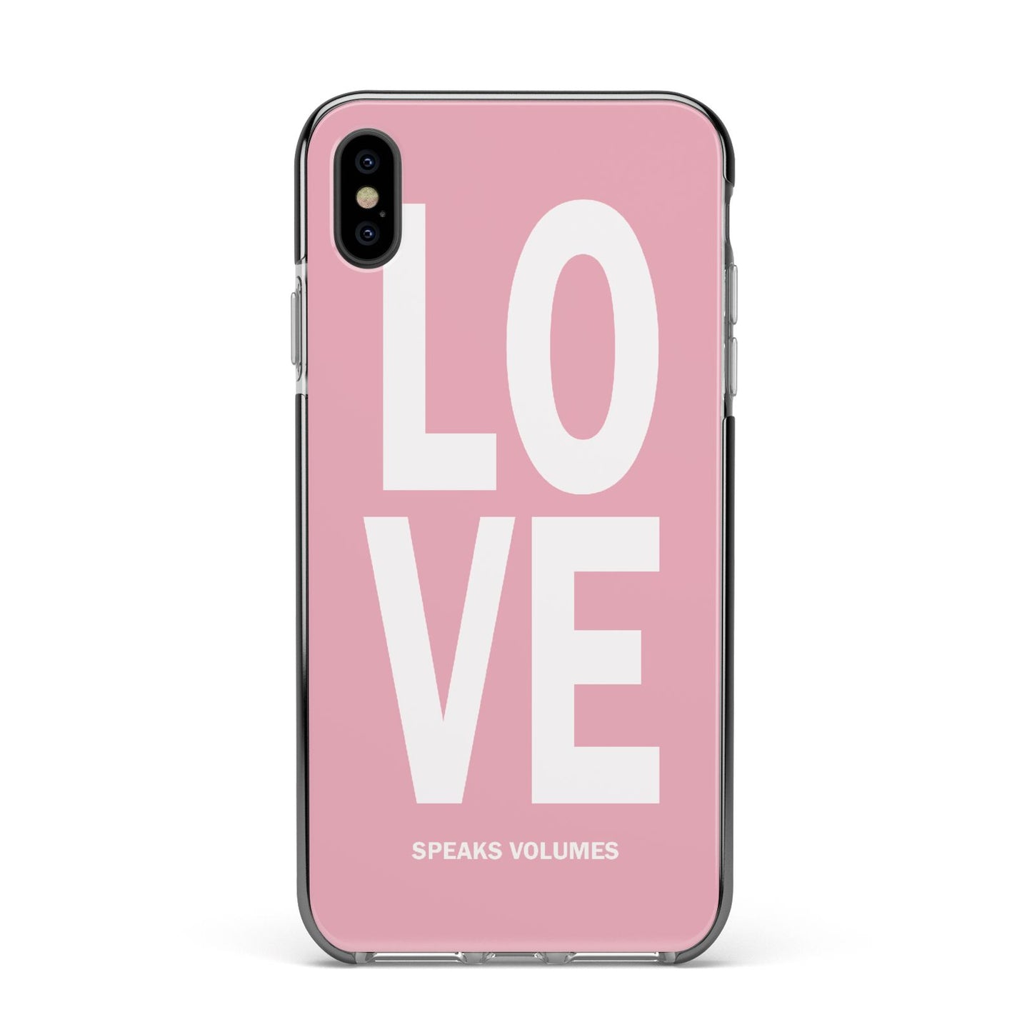 Valentines Love Speaks Volumes Apple iPhone Xs Max Impact Case Black Edge on Black Phone
