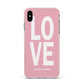 Valentines Love Speaks Volumes Apple iPhone Xs Max Impact Case Pink Edge on Silver Phone
