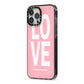 Valentines Love Speaks Volumes iPhone 13 Pro Max Black Impact Case Side Angle on Silver phone