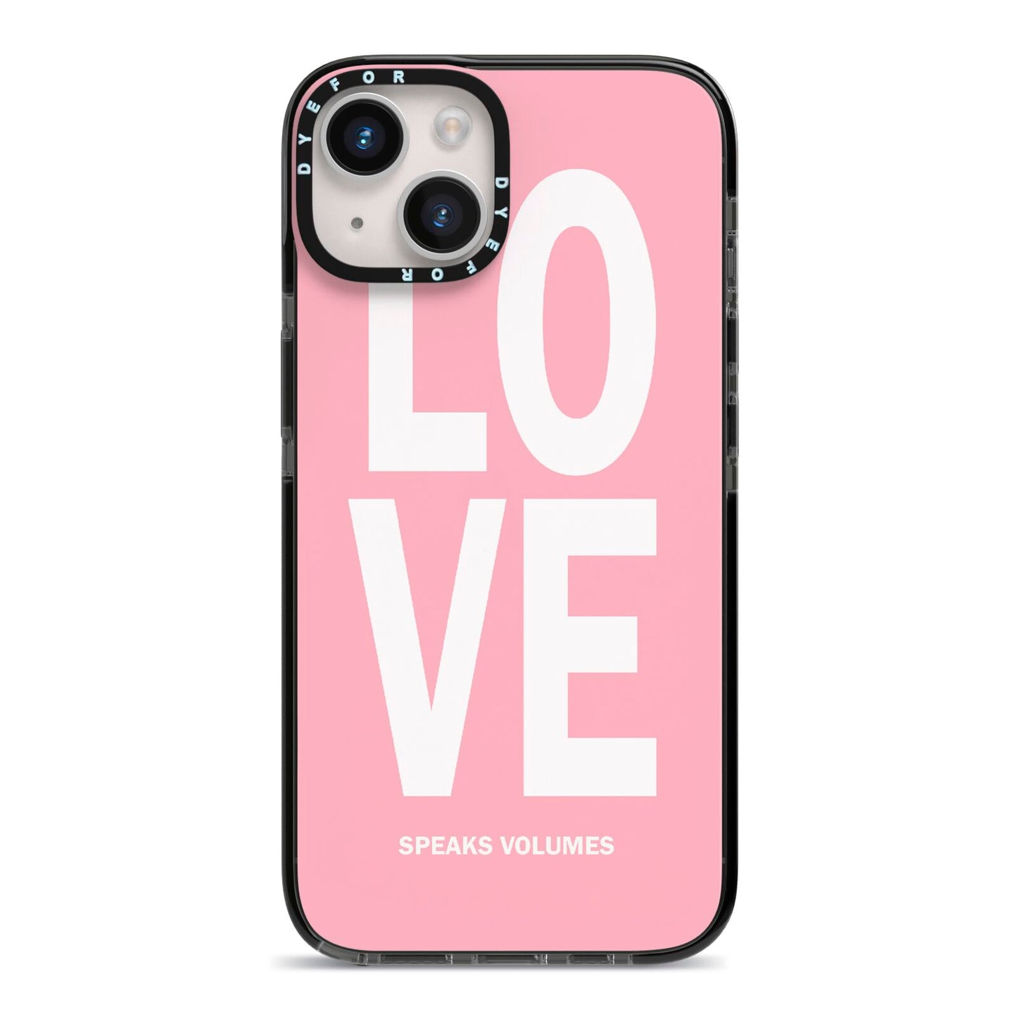 Valentines Love Speaks Volumes iPhone 14 Black Impact Case on Silver phone