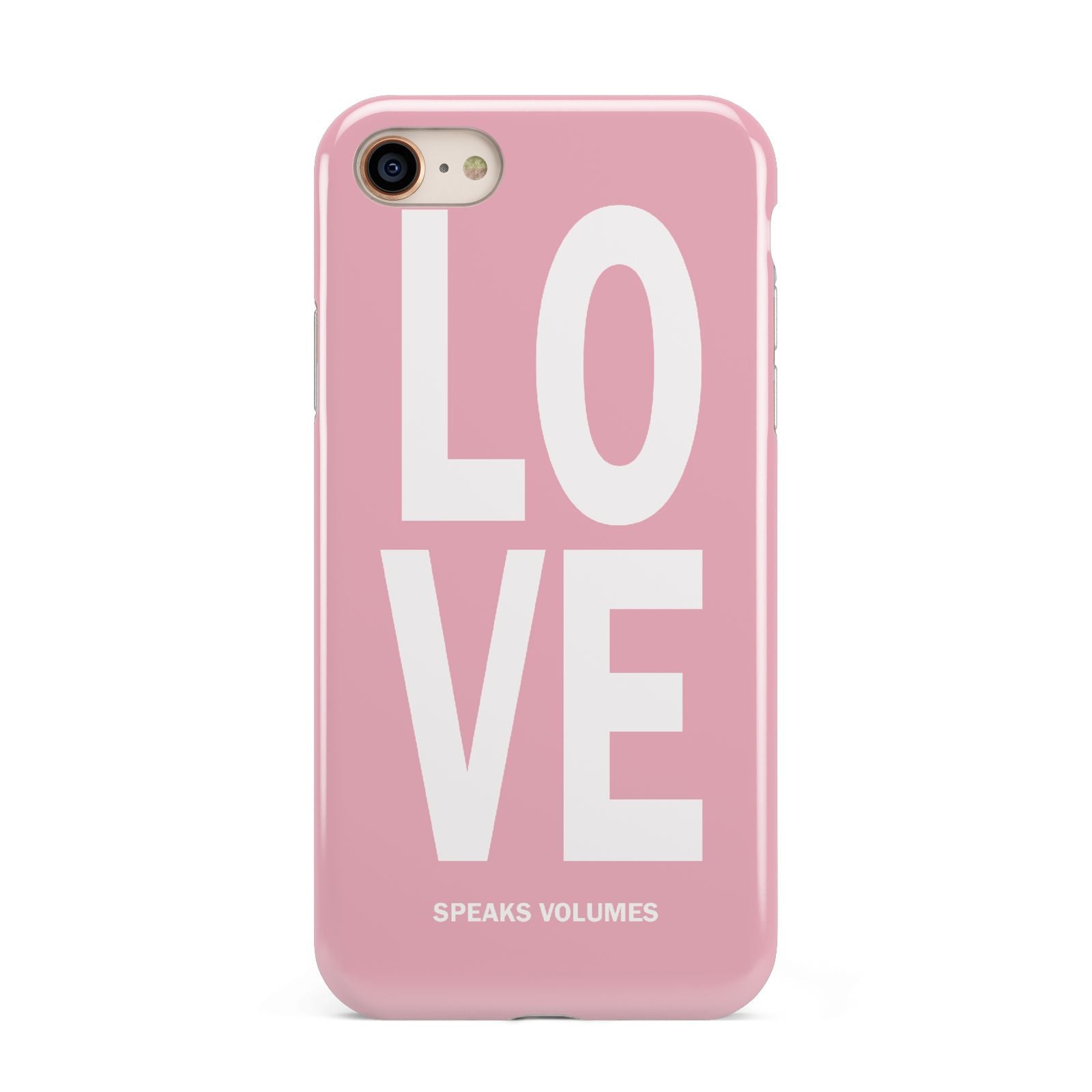 Valentines Love Speaks Volumes iPhone 8 3D Tough Case on Gold Phone