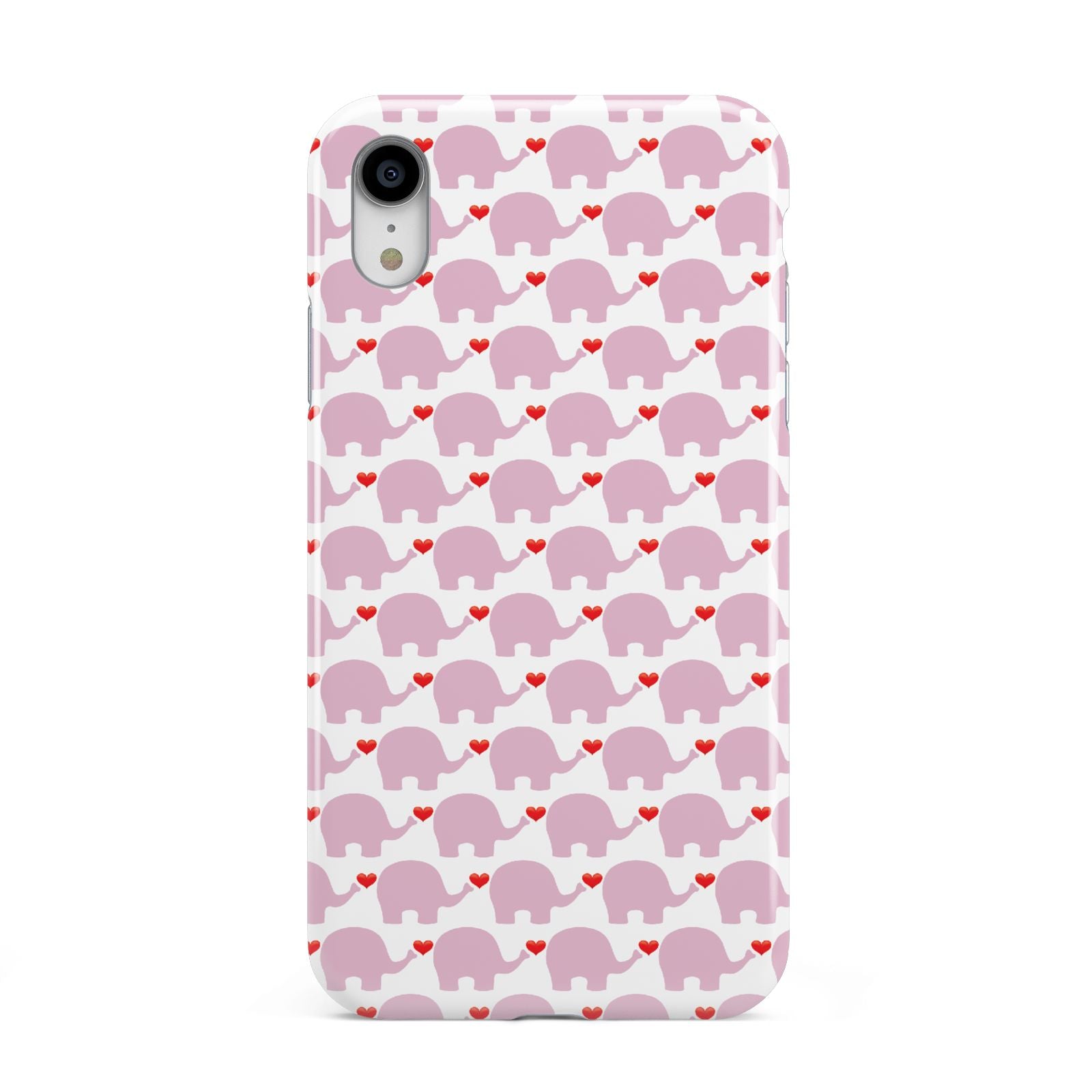 Valentines Pink Elephants Apple iPhone XR White 3D Tough Case