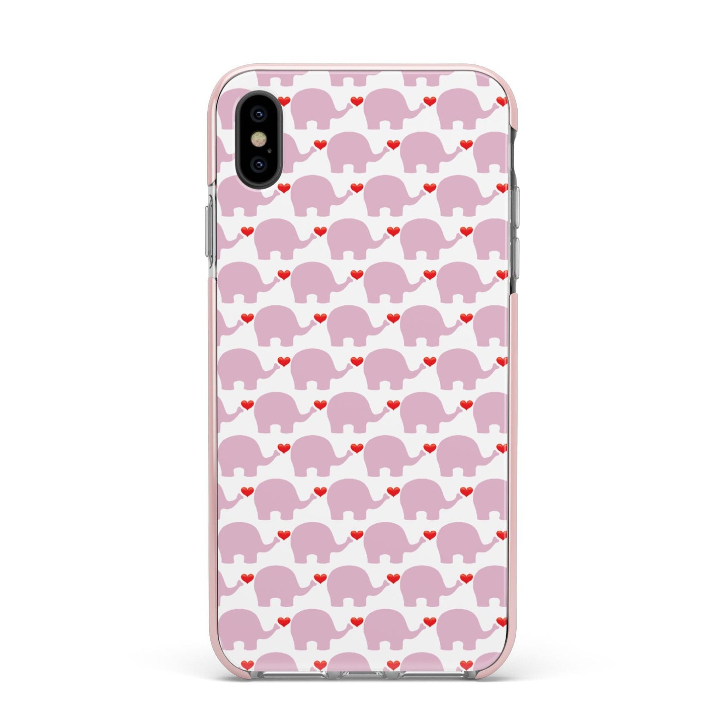 Valentines Pink Elephants Apple iPhone Xs Max Impact Case Pink Edge on Black Phone