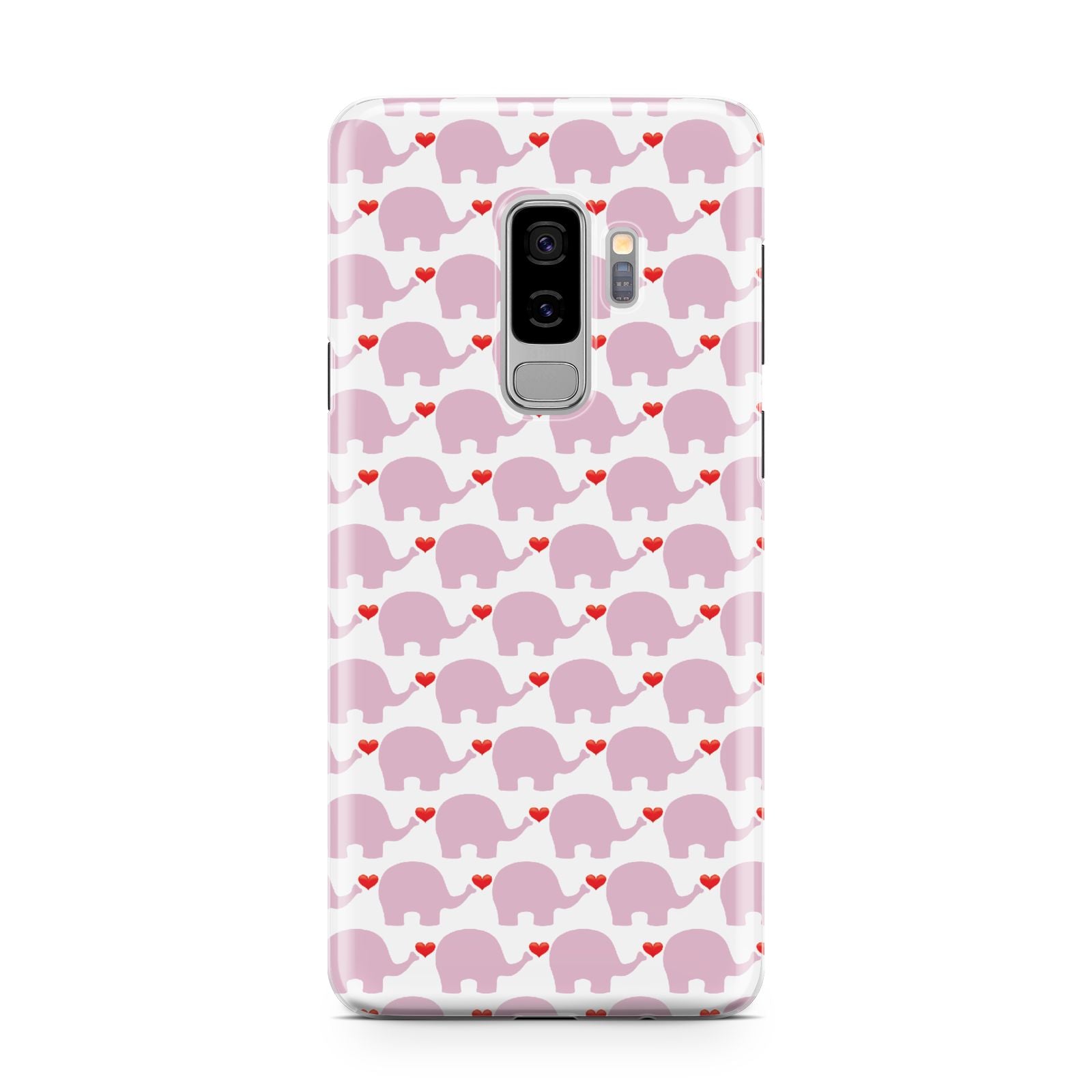 Valentines Pink Elephants Samsung Galaxy S9 Plus Case on Silver phone