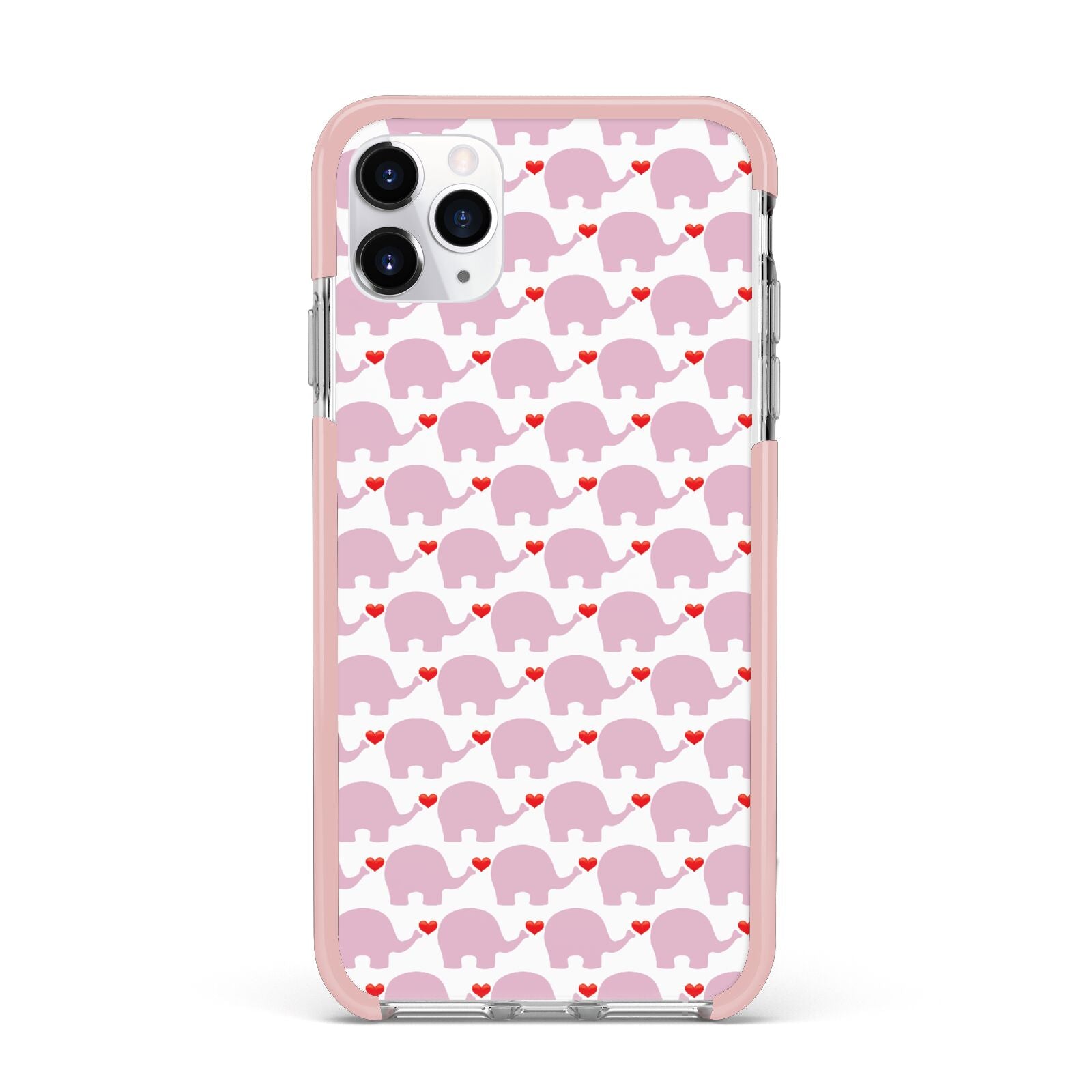 Valentines Pink Elephants iPhone 11 Pro Max Impact Pink Edge Case