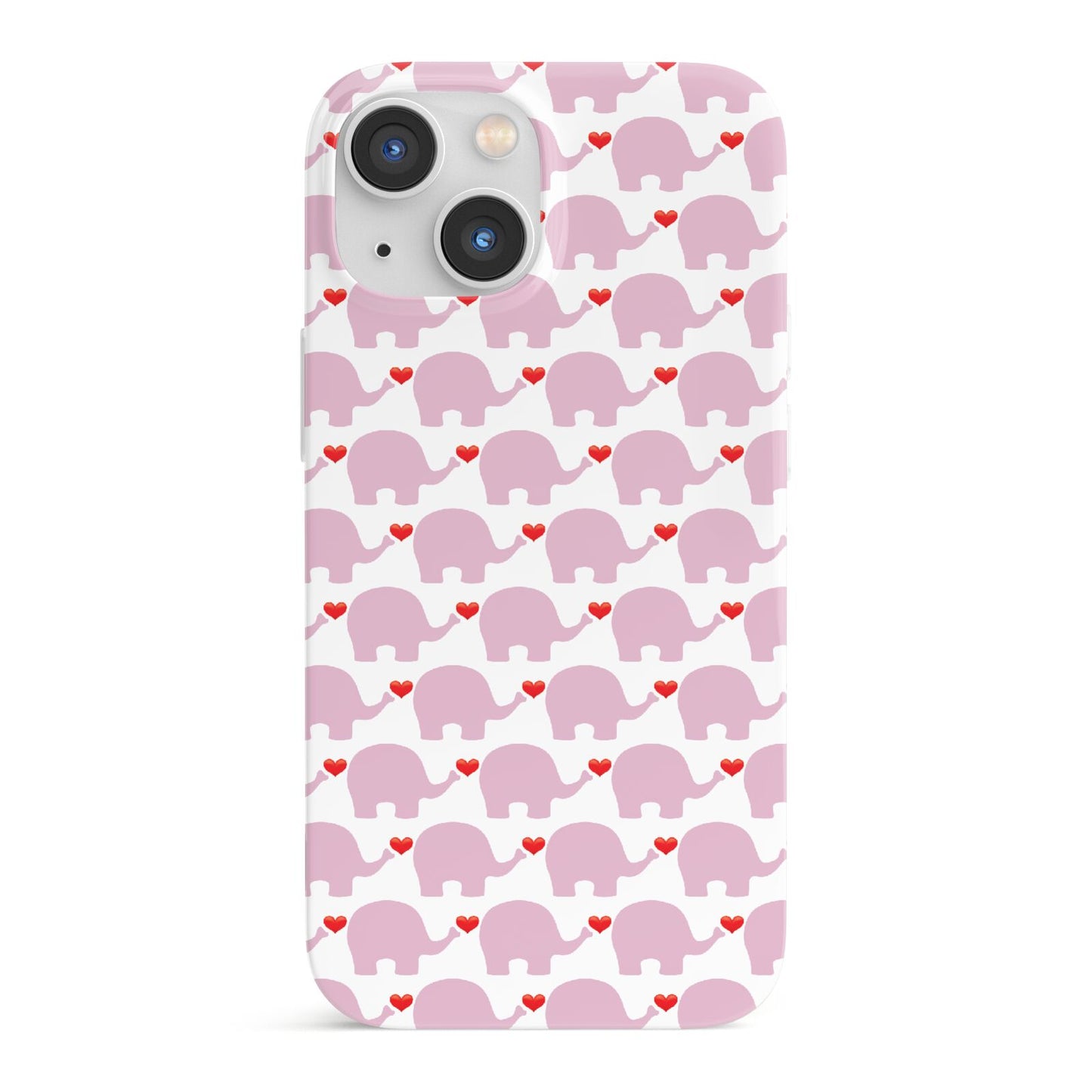 Valentines Pink Elephants iPhone 13 Mini Full Wrap 3D Snap Case