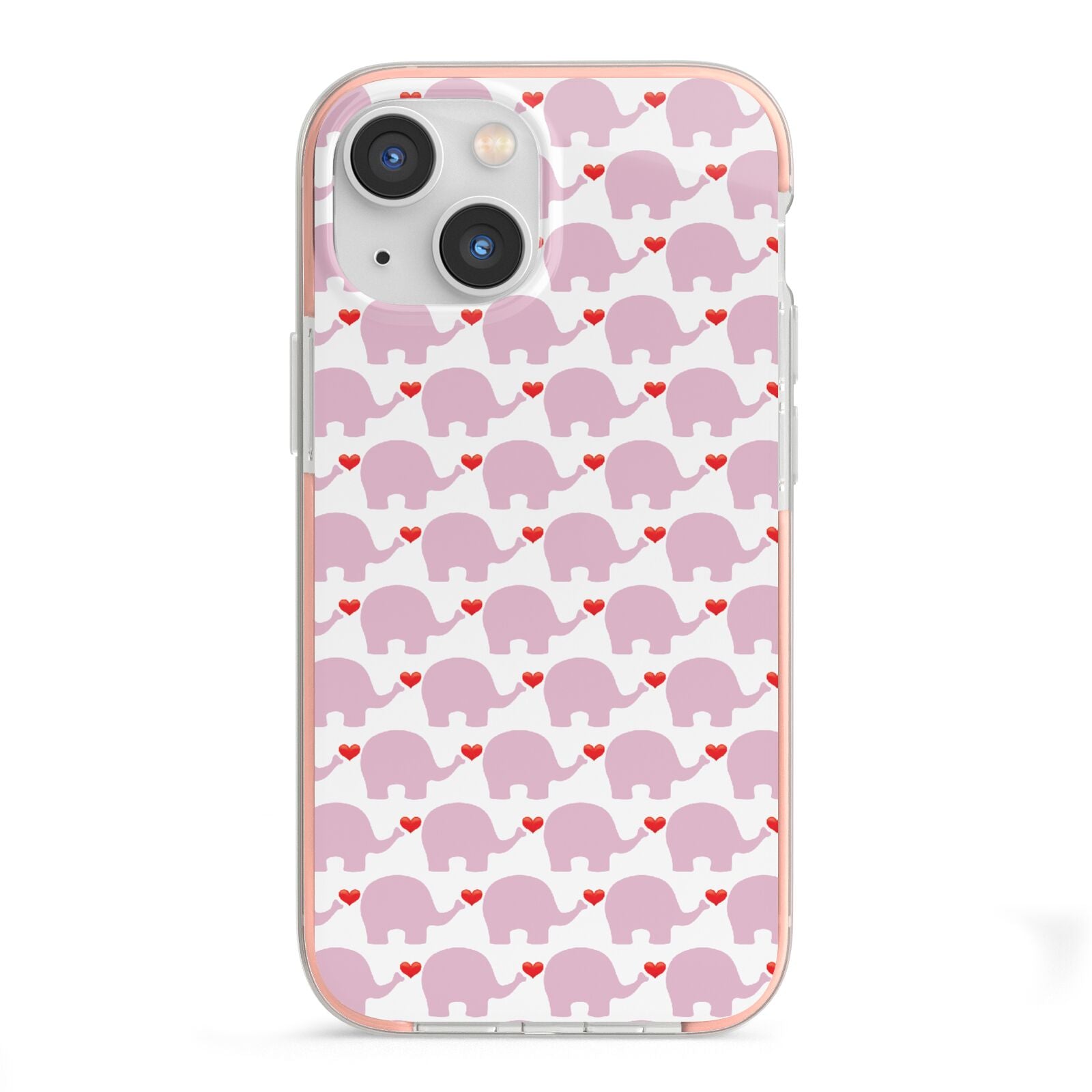 Valentines Pink Elephants iPhone 13 Mini TPU Impact Case with Pink Edges