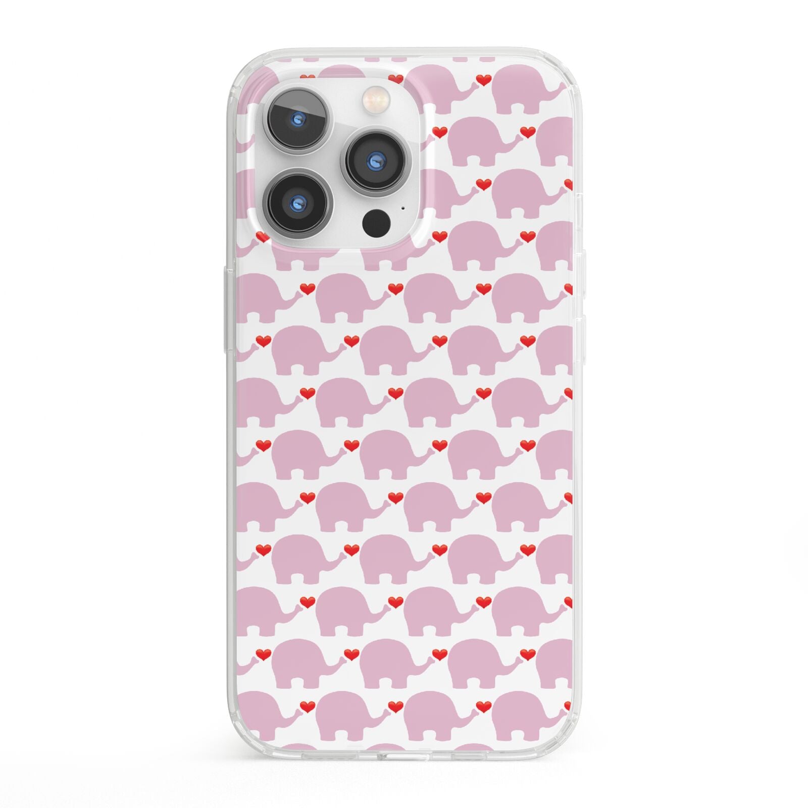 Valentines Pink Elephants iPhone 13 Pro Clear Bumper Case