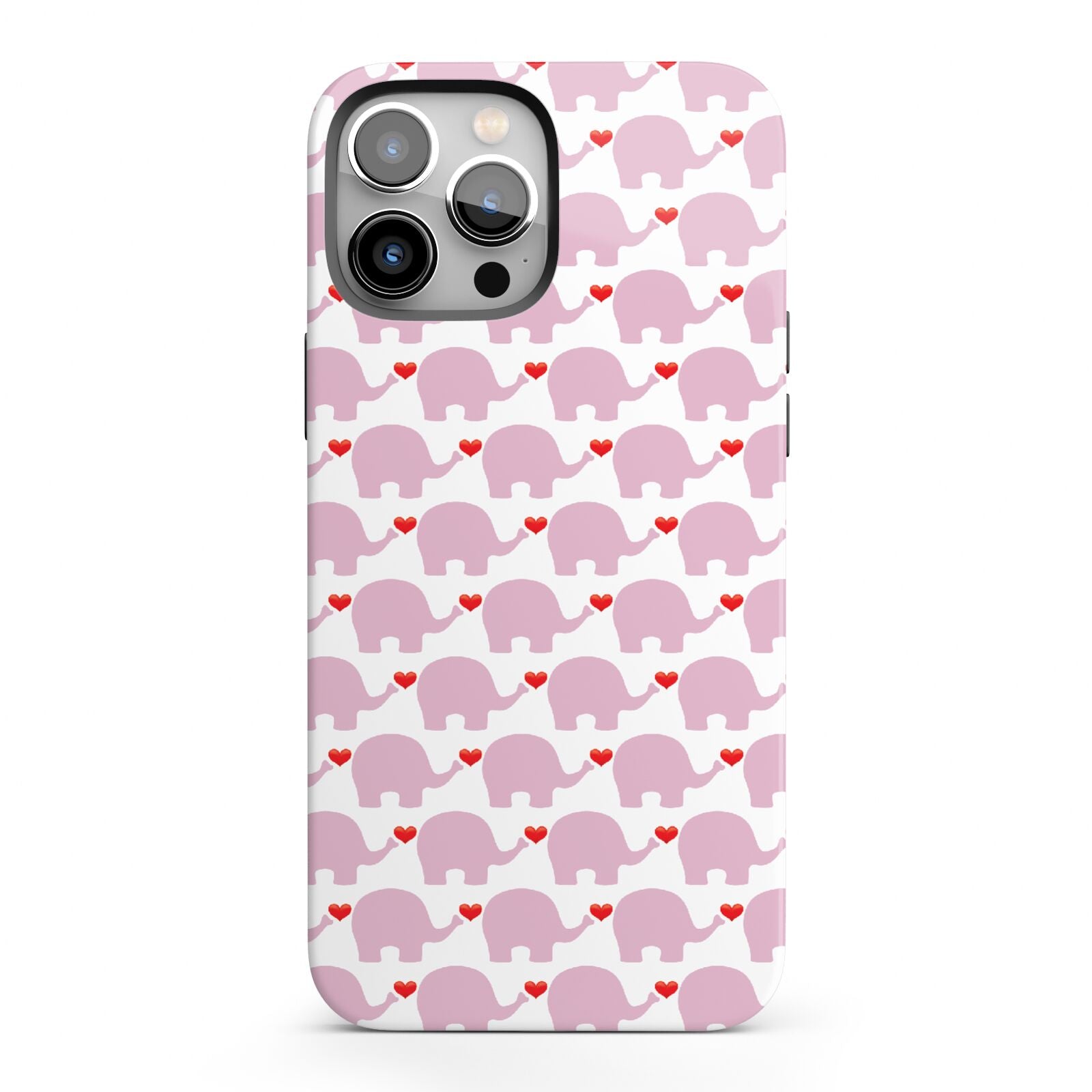 Valentines Pink Elephants iPhone 13 Pro Max Full Wrap 3D Tough Case