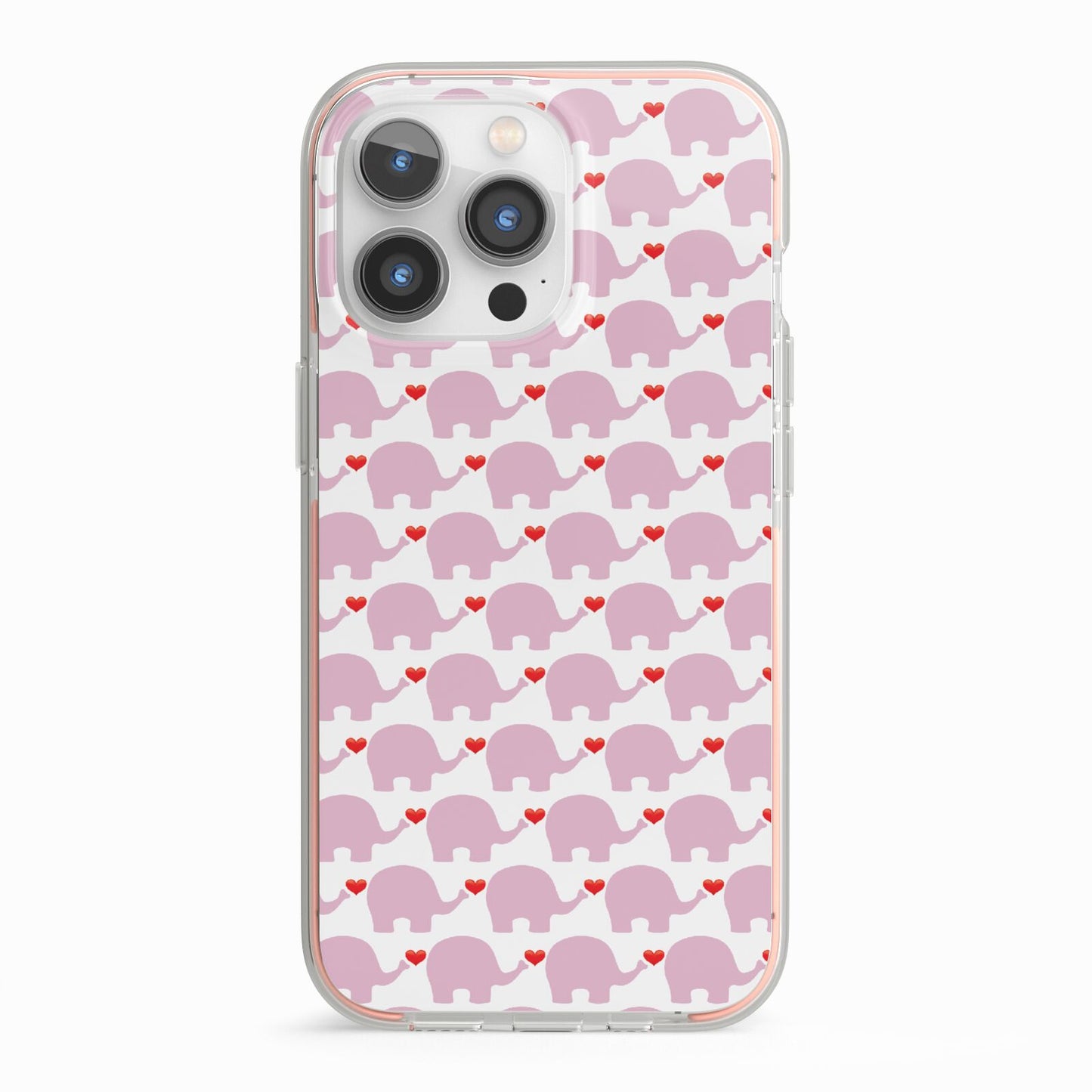 Valentines Pink Elephants iPhone 13 Pro TPU Impact Case with Pink Edges