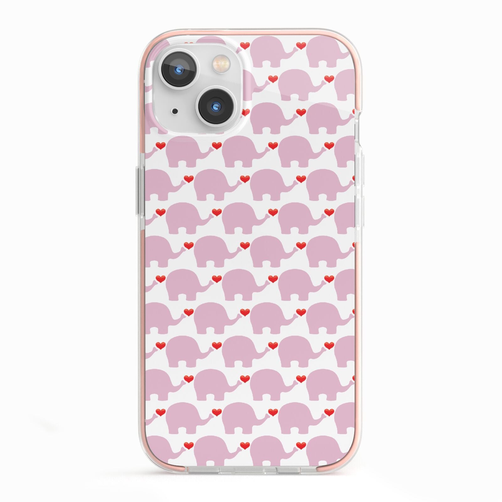 Valentines Pink Elephants iPhone 13 TPU Impact Case with Pink Edges