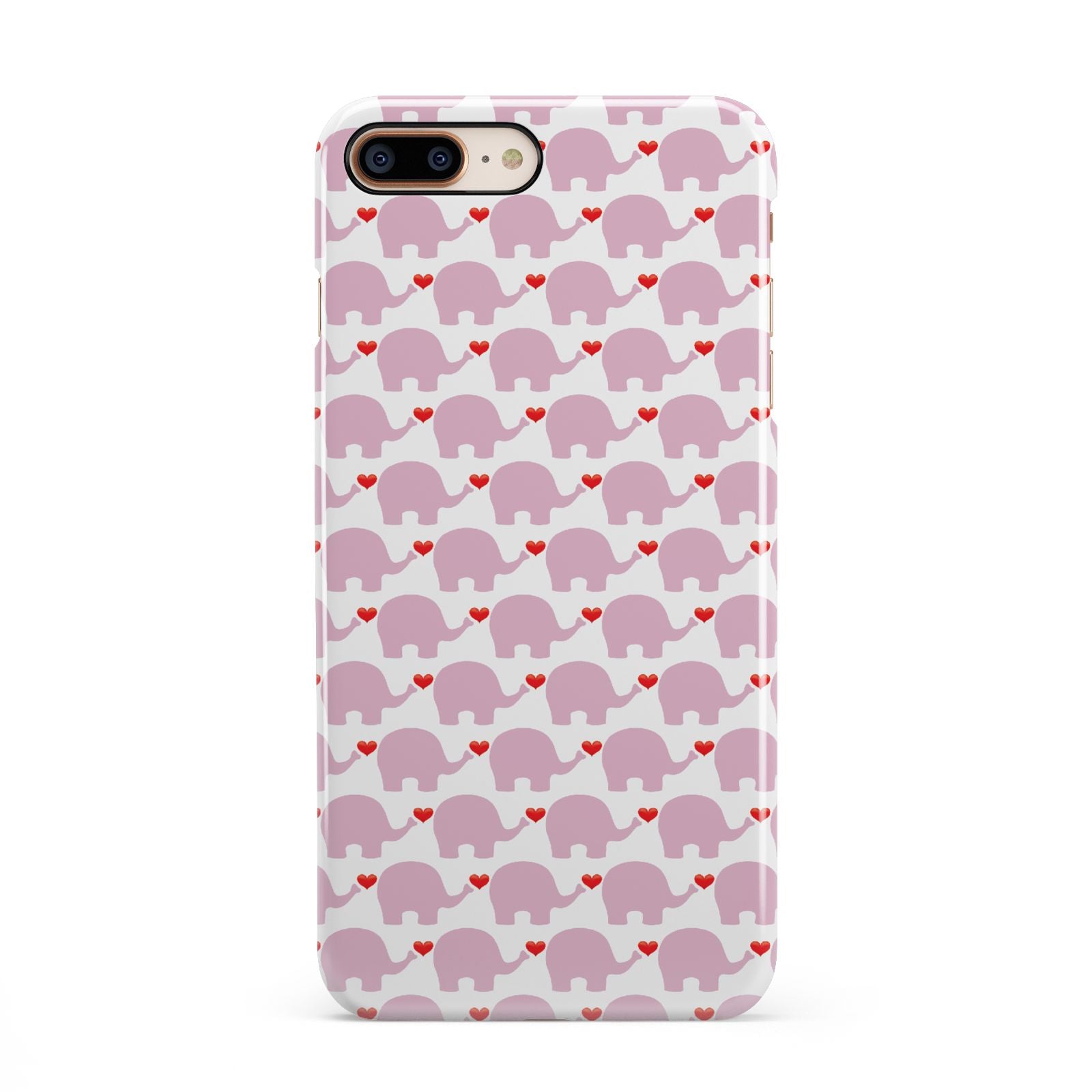 Valentines Pink Elephants iPhone 8 Plus 3D Snap Case on Gold Phone