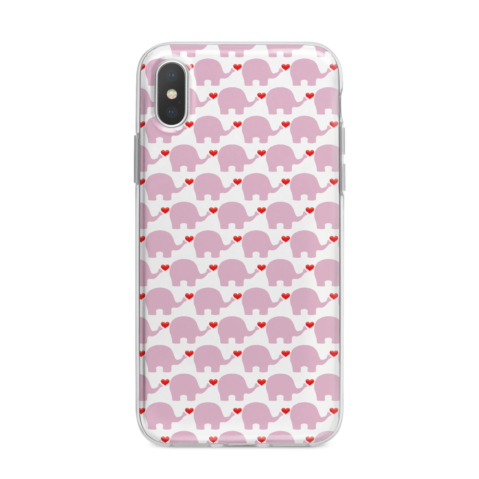 Valentines Pink Elephants iPhone X Bumper Case on Silver iPhone Alternative Image 1