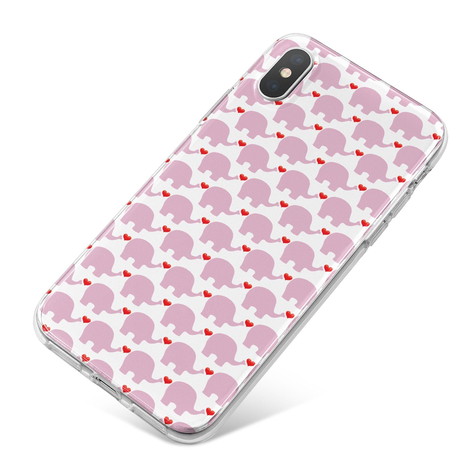 Valentines Pink Elephants iPhone X Bumper Case on Silver iPhone