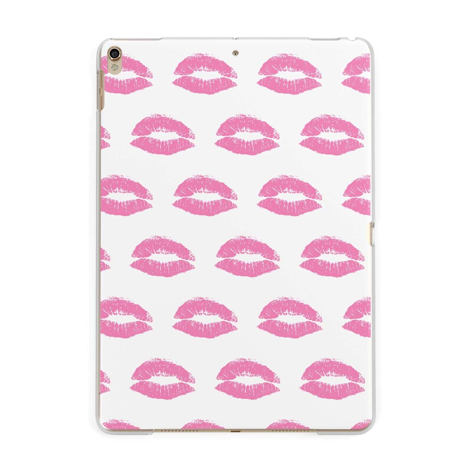 Valentines Pink Kisses Lips Apple iPad Gold Case