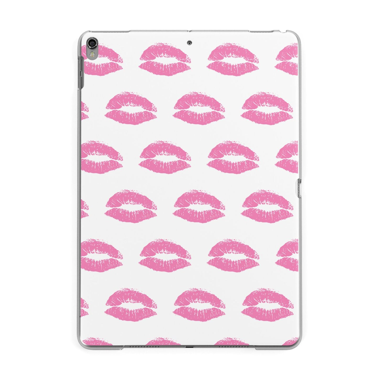 Valentines Pink Kisses Lips Apple iPad Grey Case