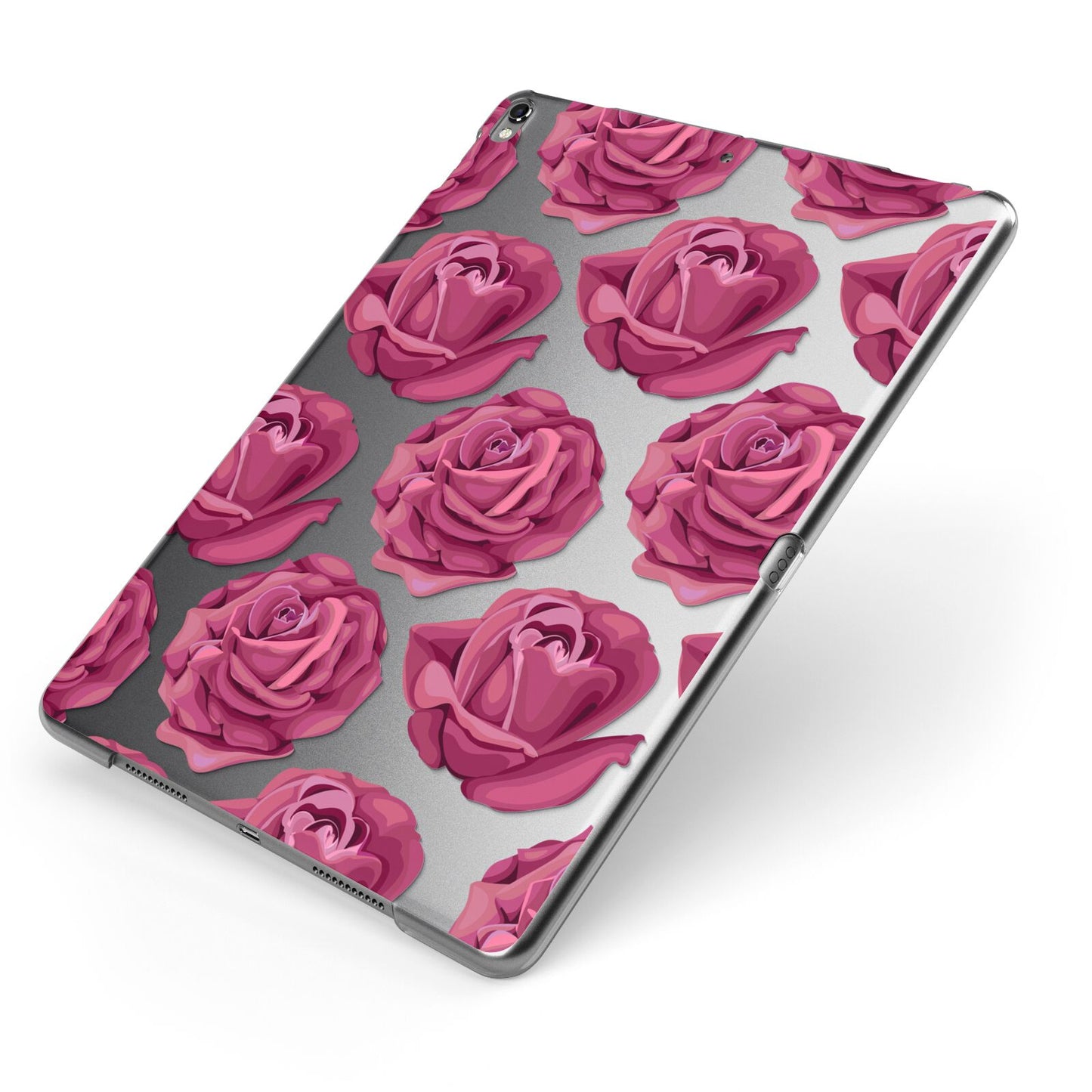 Valentines Roses Apple iPad Case on Grey iPad Side View