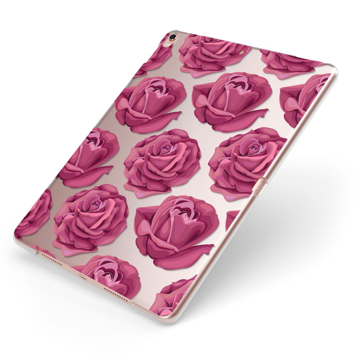 Valentines Roses Apple iPad Case on Rose Gold iPad Side View