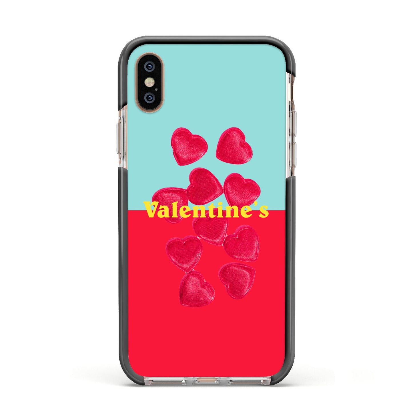 Valentines Sweets Apple iPhone Xs Impact Case Black Edge on Gold Phone