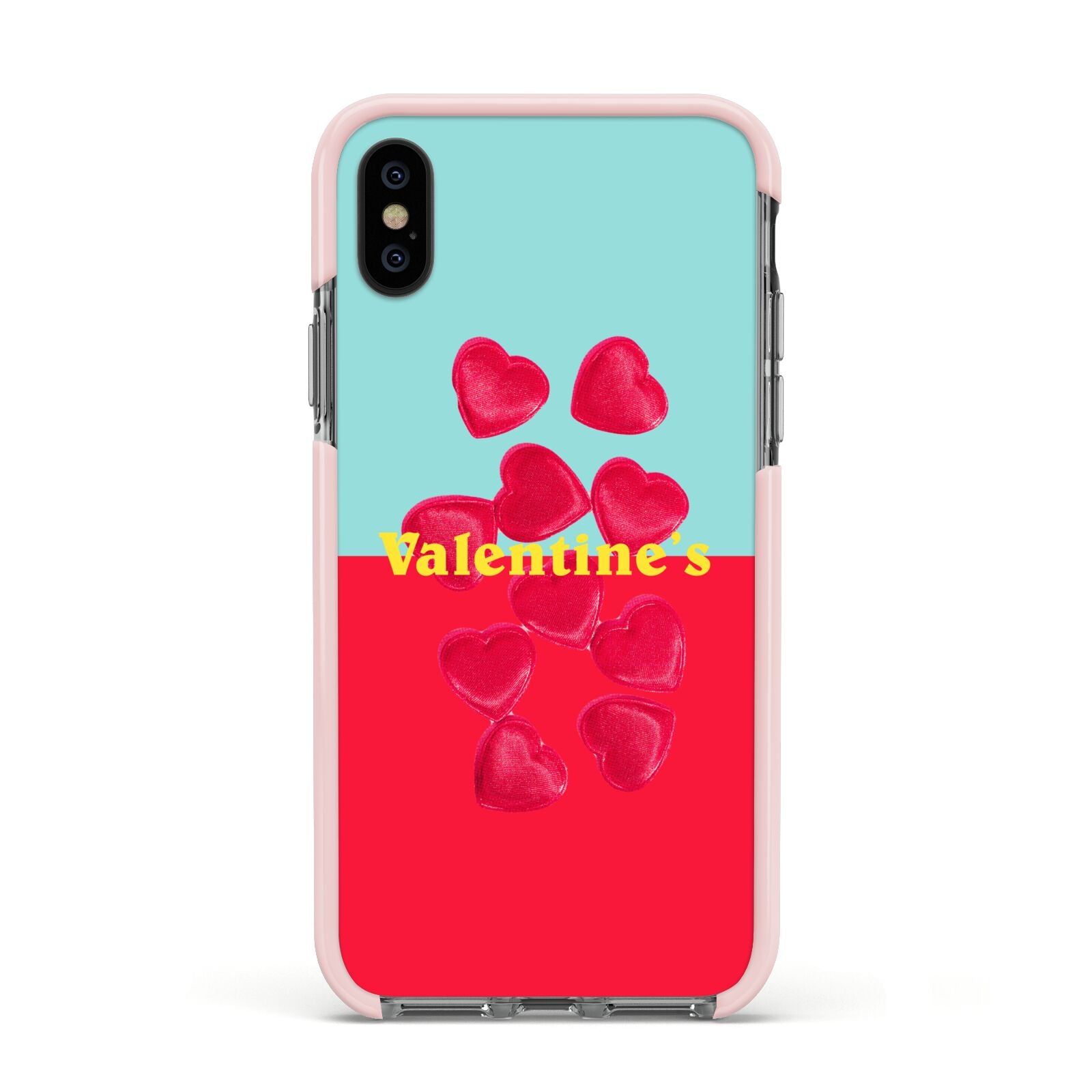 Valentines Sweets Apple iPhone Xs Impact Case Pink Edge on Black Phone