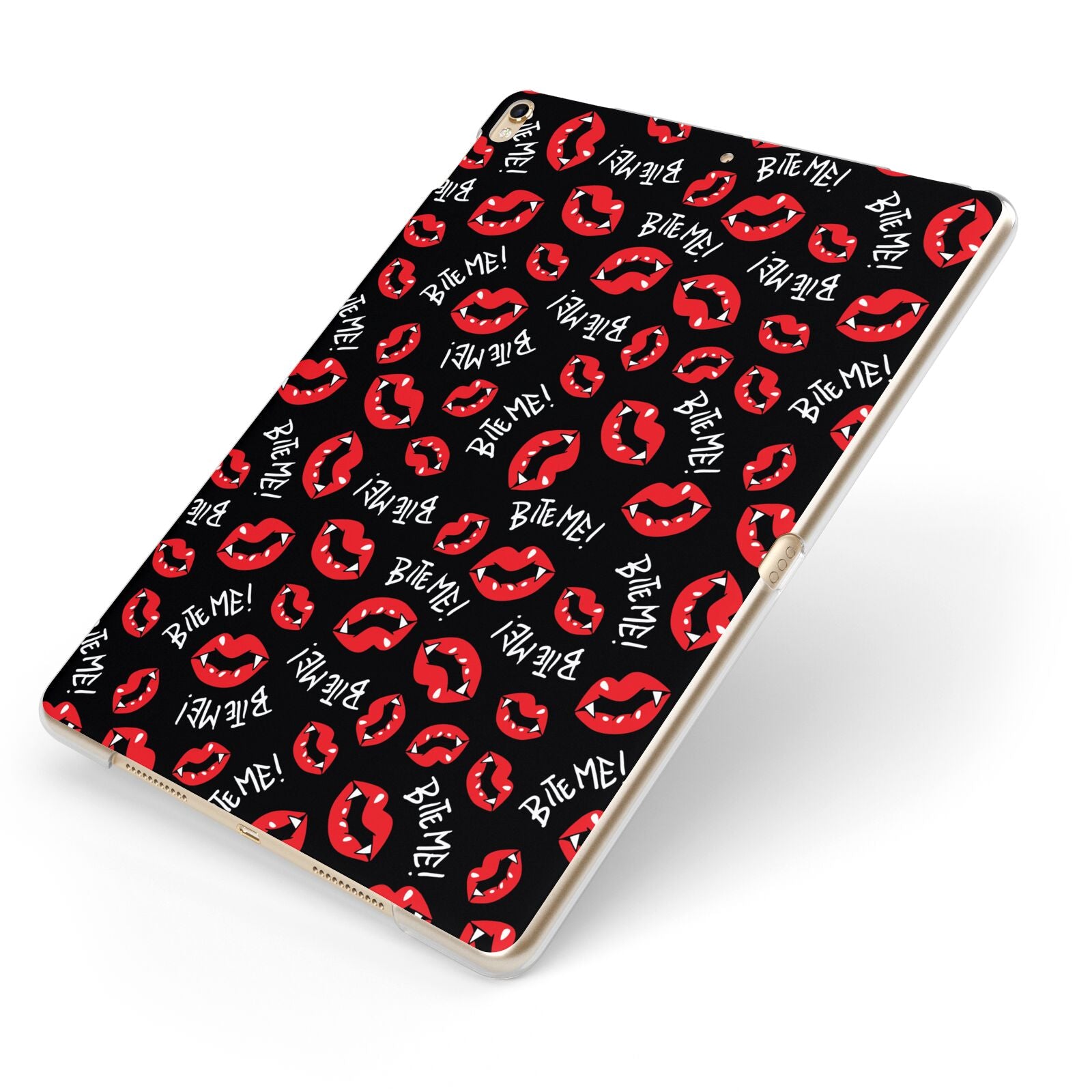 Vampire Bite Me Apple iPad Case on Gold iPad Side View