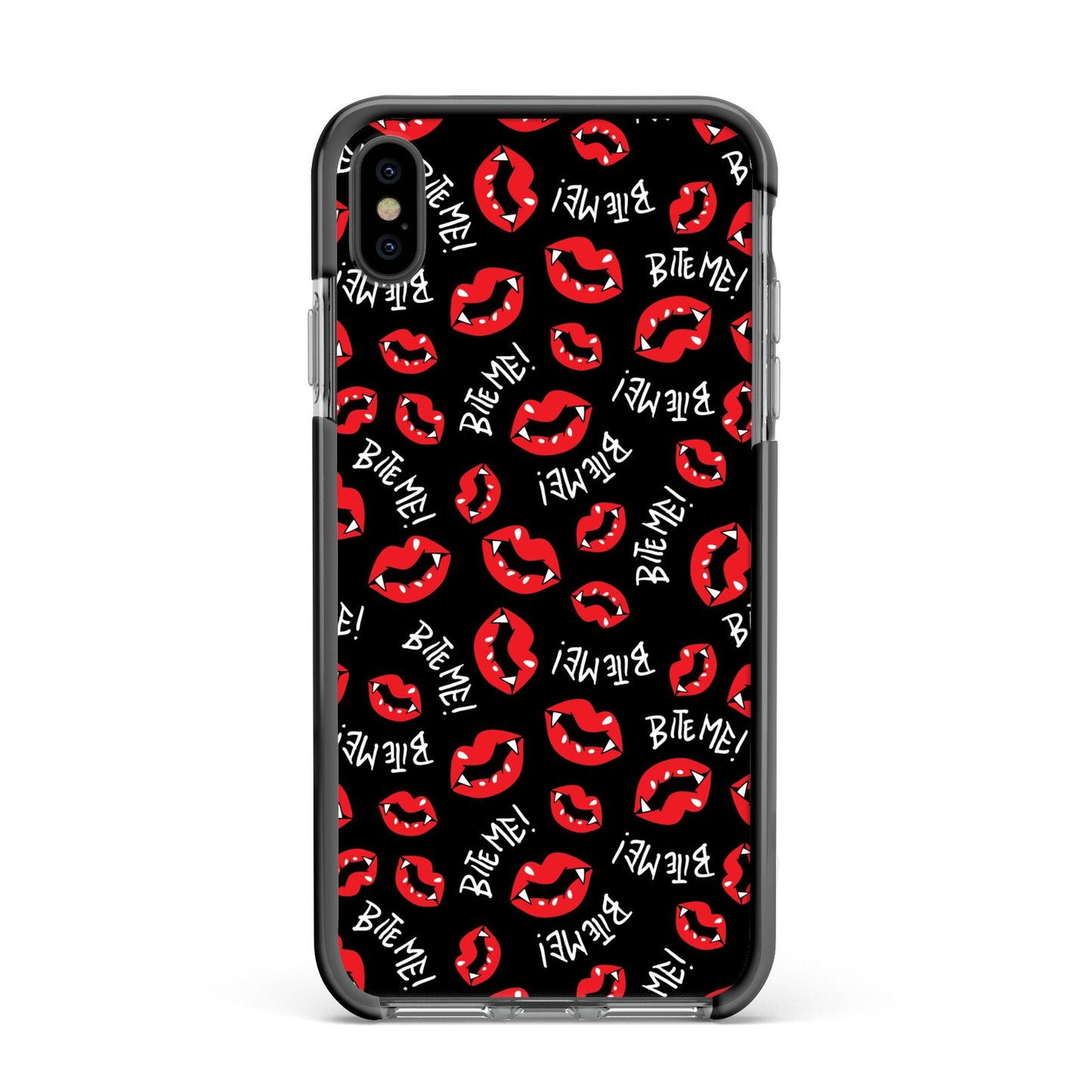 Vampire Bite Me Apple iPhone Xs Max Impact Case Black Edge on Black Phone