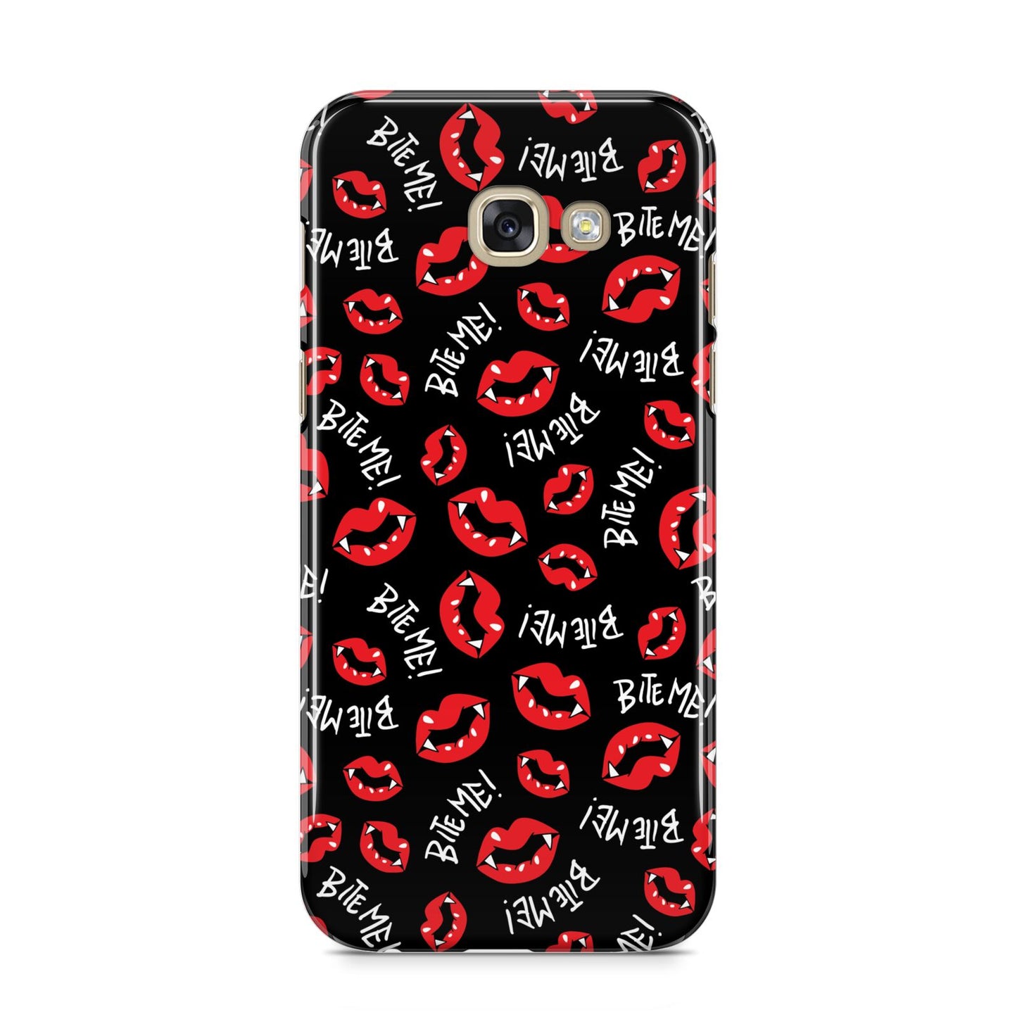 Vampire Bite Me Samsung Galaxy A5 2017 Case on gold phone