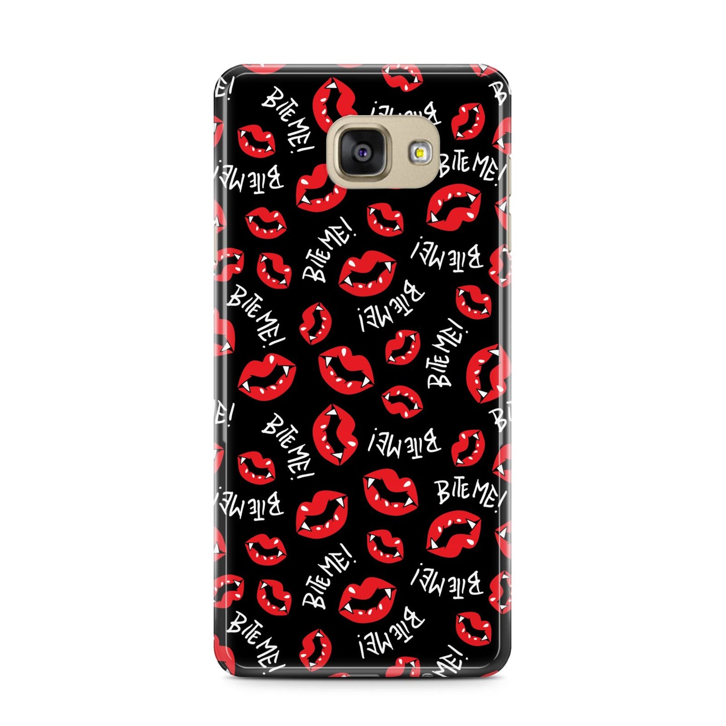 Vampire Bite Me Samsung Galaxy A7 2016 Case on gold phone