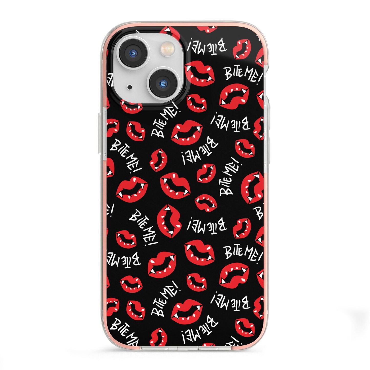 Vampire Bite Me iPhone 13 Mini TPU Impact Case with Pink Edges