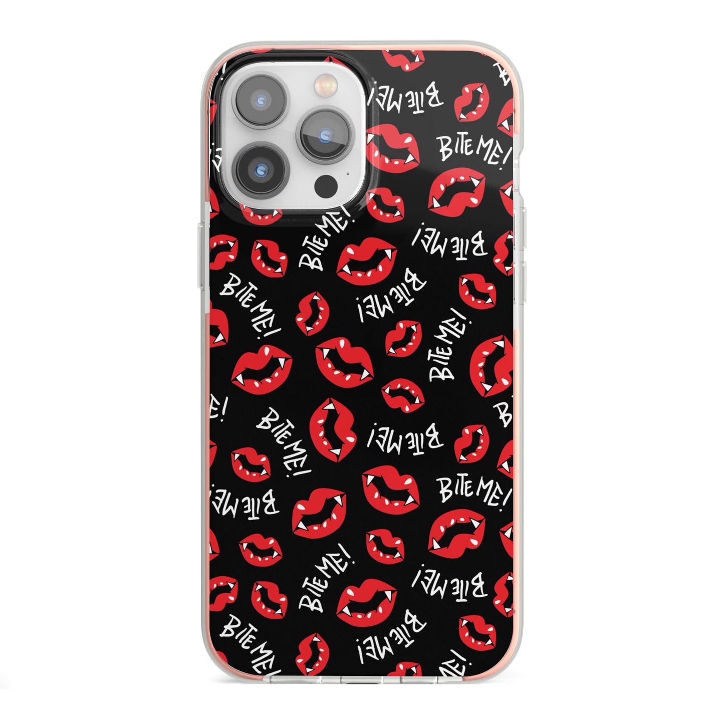 Vampire Bite Me iPhone 13 Pro Max TPU Impact Case with Pink Edges