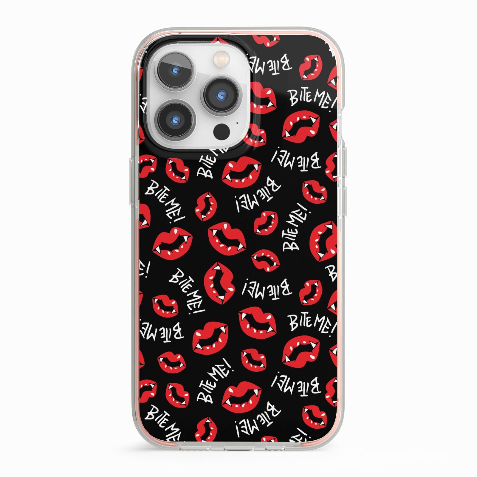 Vampire Bite Me iPhone 13 Pro TPU Impact Case with Pink Edges