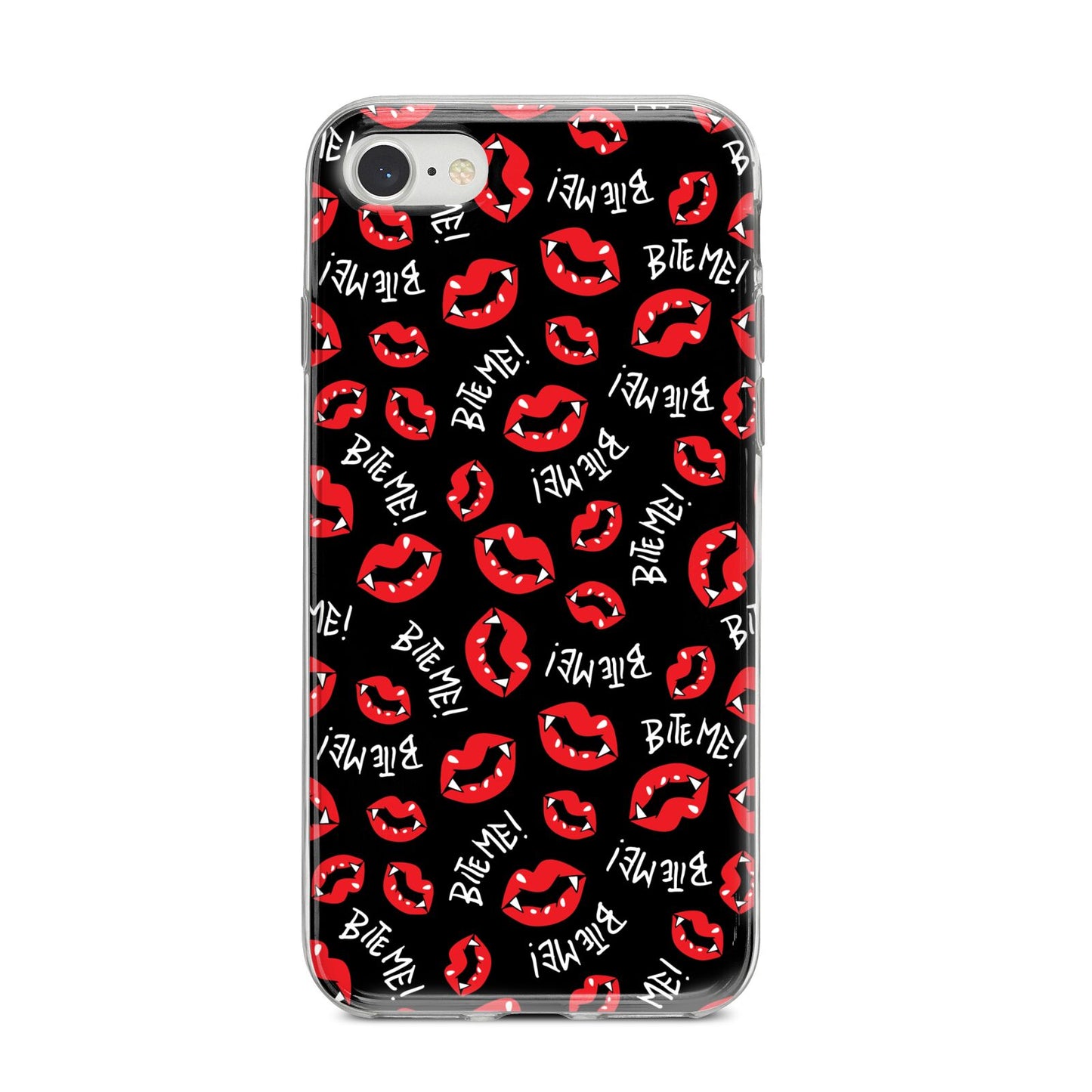 Vampire Bite Me iPhone 8 Bumper Case on Silver iPhone