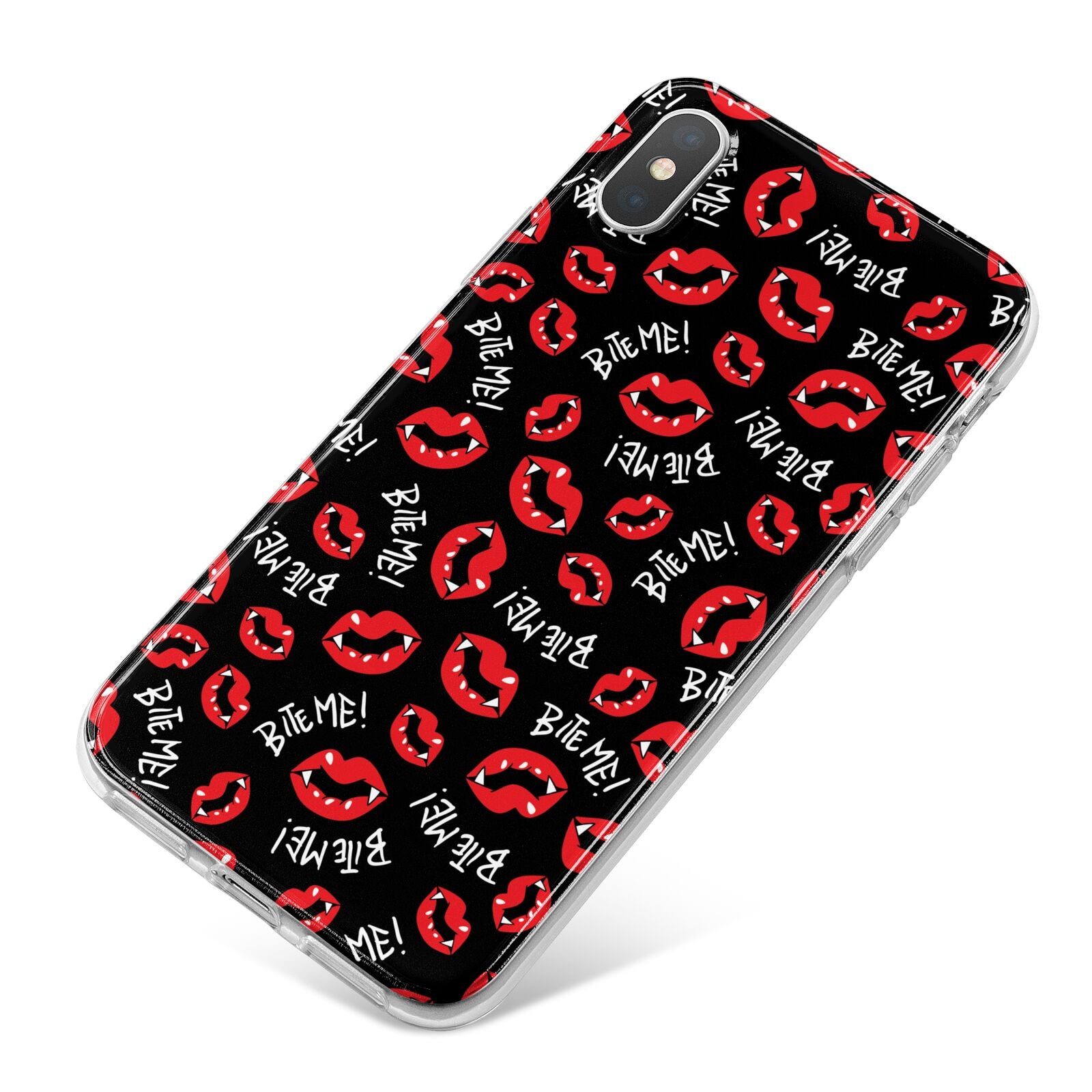 Vampire Bite Me iPhone X Bumper Case on Silver iPhone