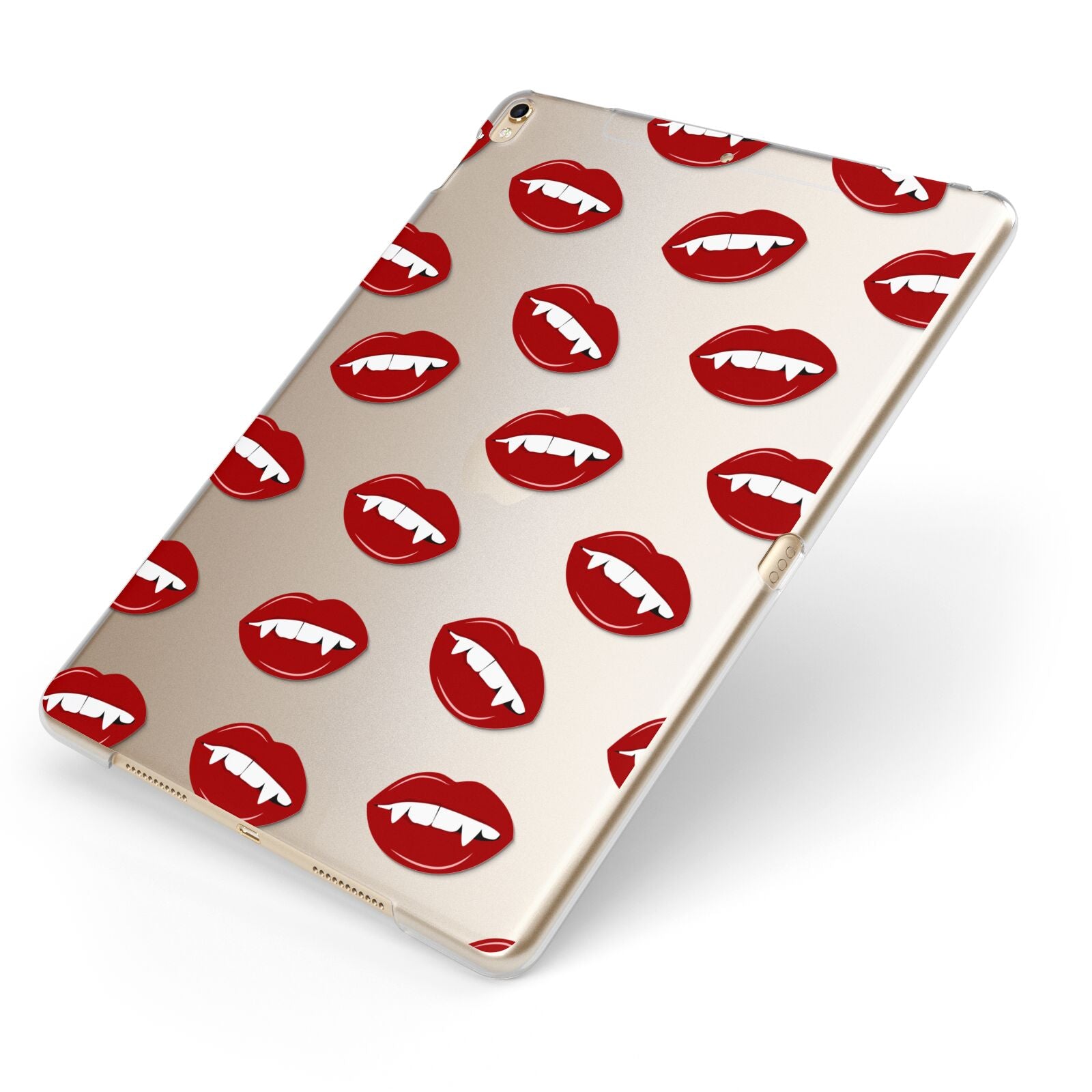 Vampire Fangs with Transparent Background Apple iPad Case on Gold iPad Side View