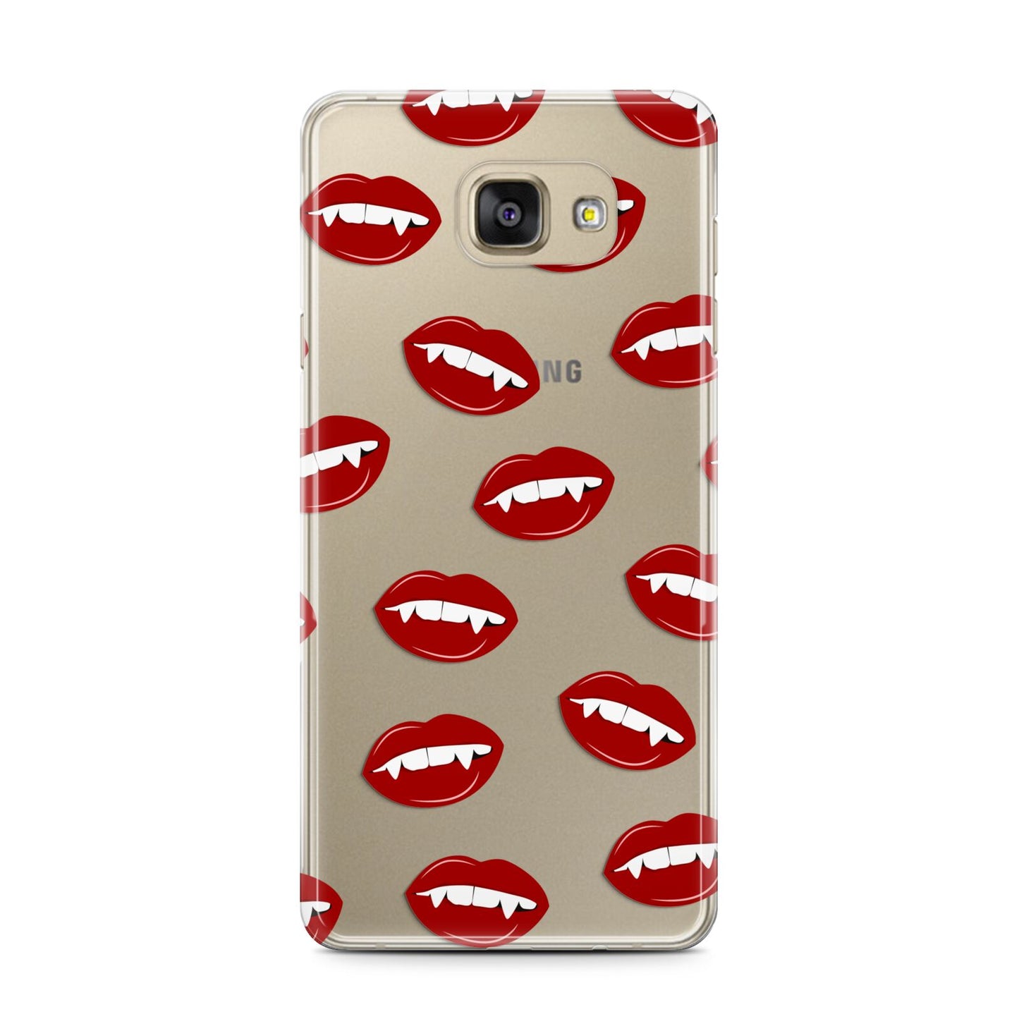 Vampire Fangs with Transparent Background Samsung Galaxy A7 2016 Case on gold phone