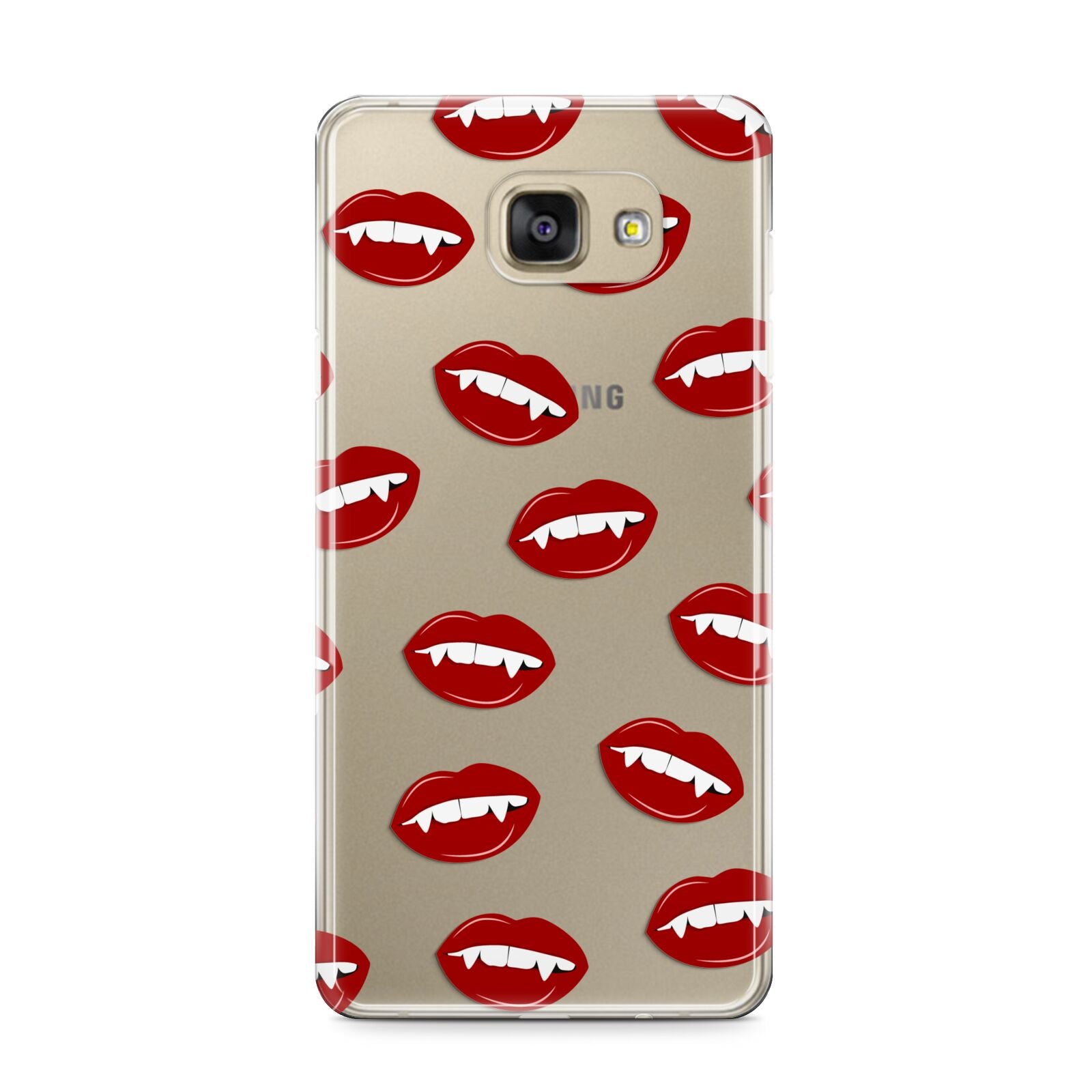 Vampire Fangs with Transparent Background Samsung Galaxy A9 2016 Case on gold phone