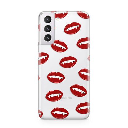 Vampire Fangs with Transparent Background Samsung S21 Case