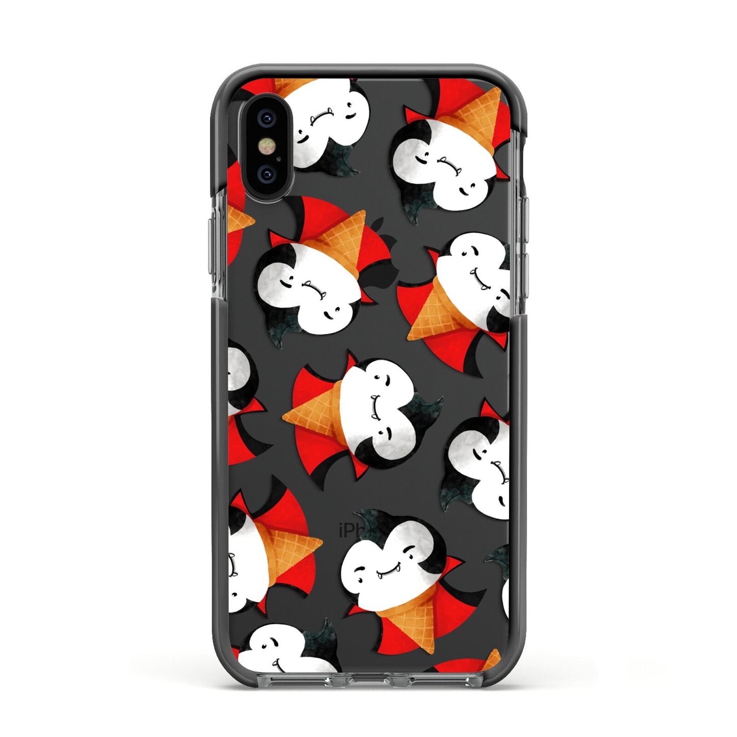 Vampire Ice Cream Apple iPhone Xs Impact Case Black Edge on Black Phone