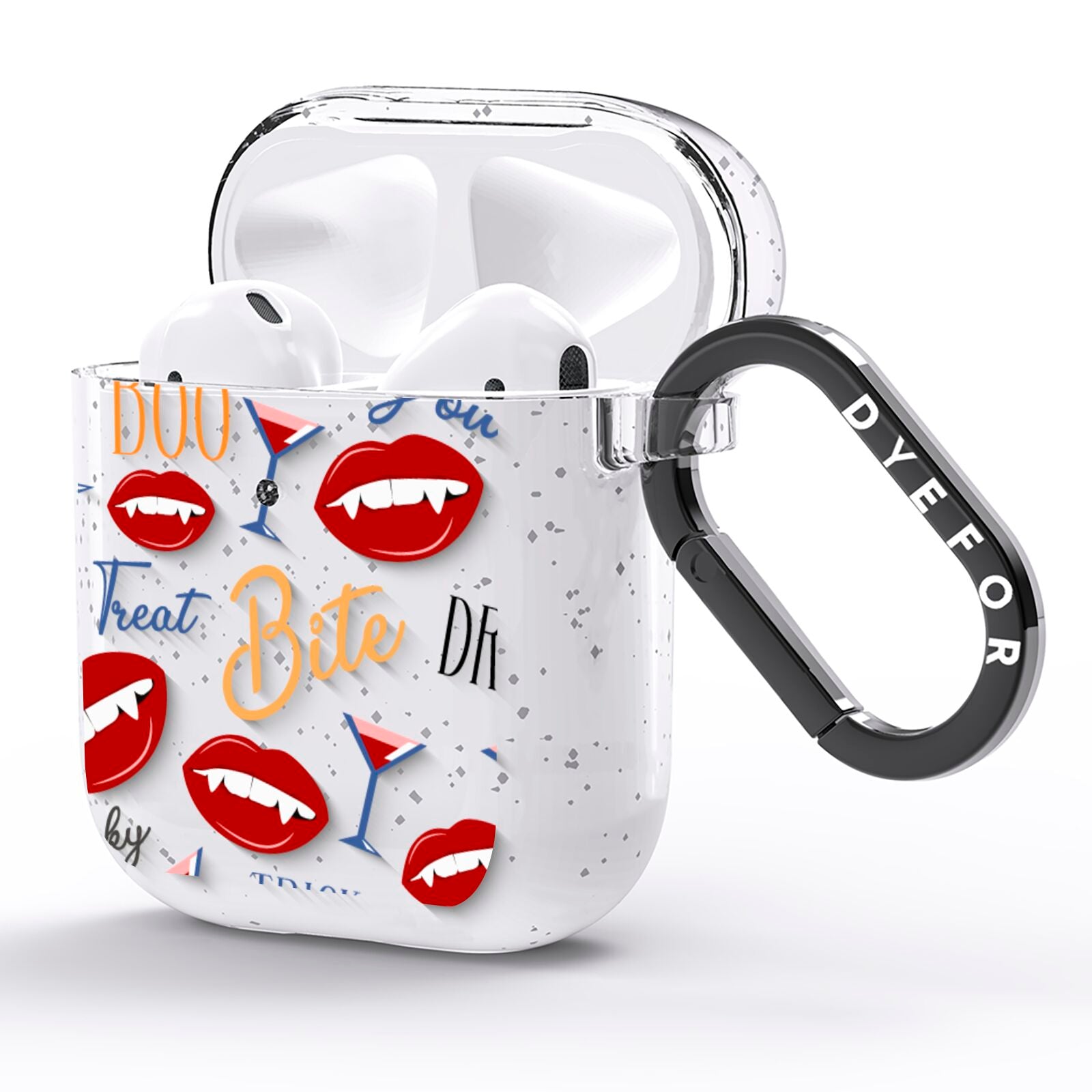 Vampire Illustrations and Catchphrases AirPods Glitter Case Side Image