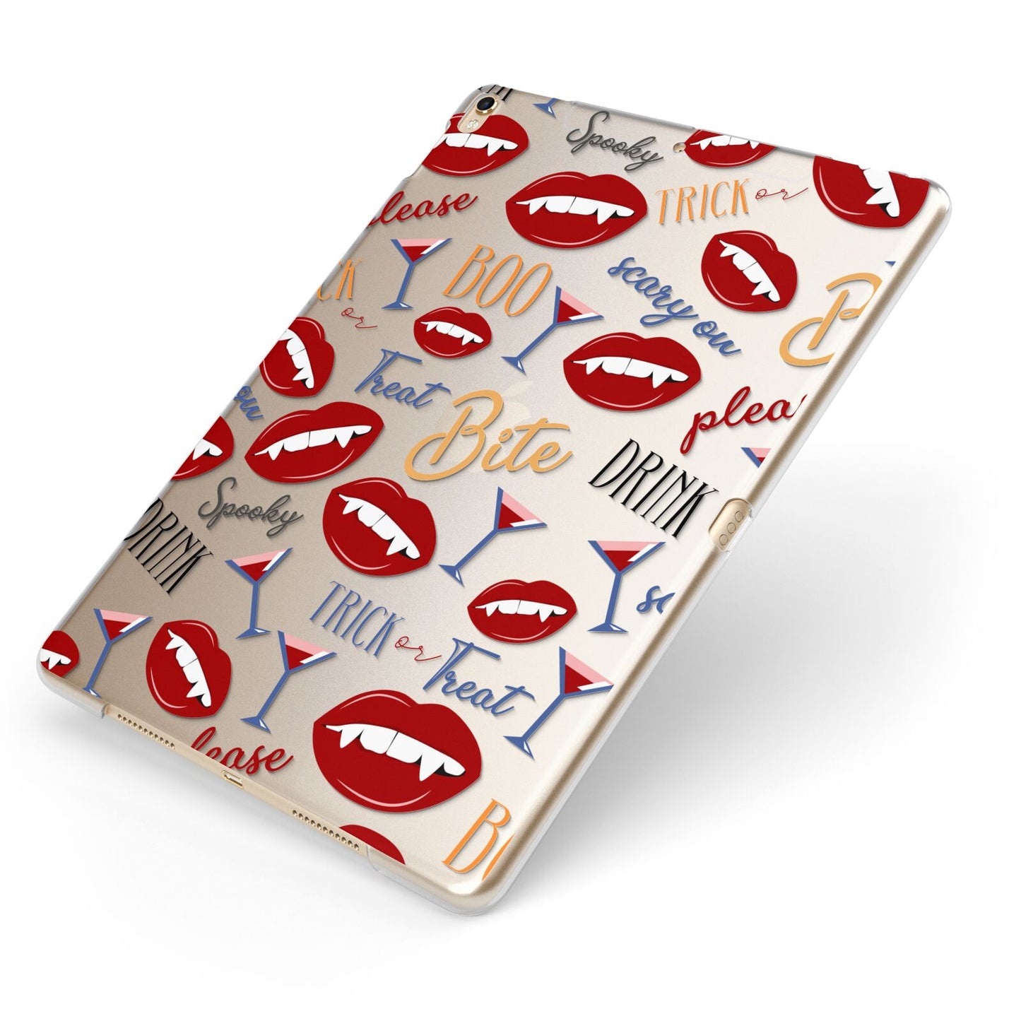 Vampire Illustrations and Catchphrases Apple iPad Case on Gold iPad Side View