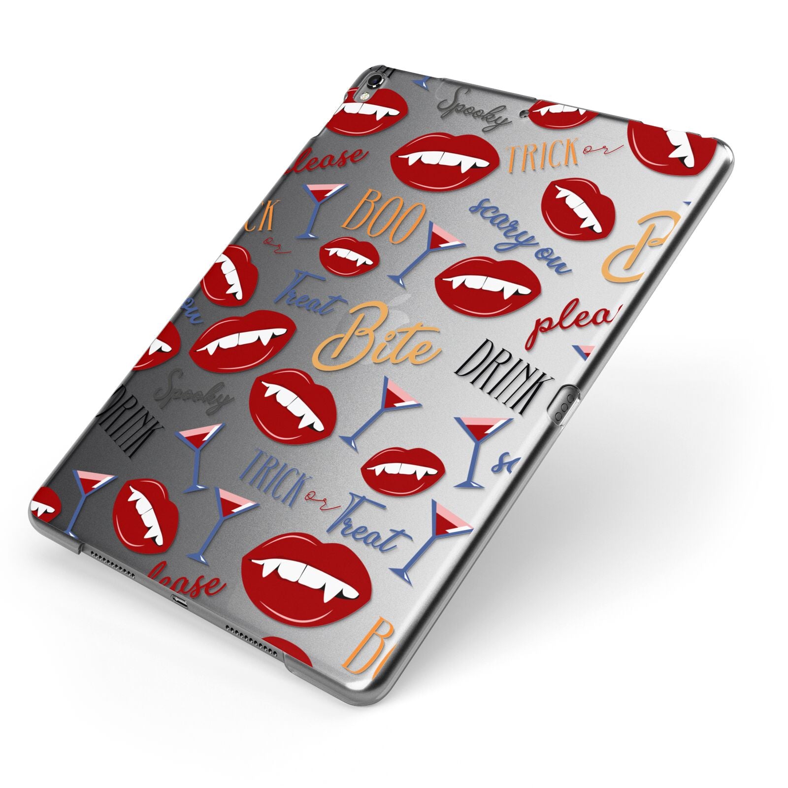 Vampire Illustrations and Catchphrases Apple iPad Case on Grey iPad Side View