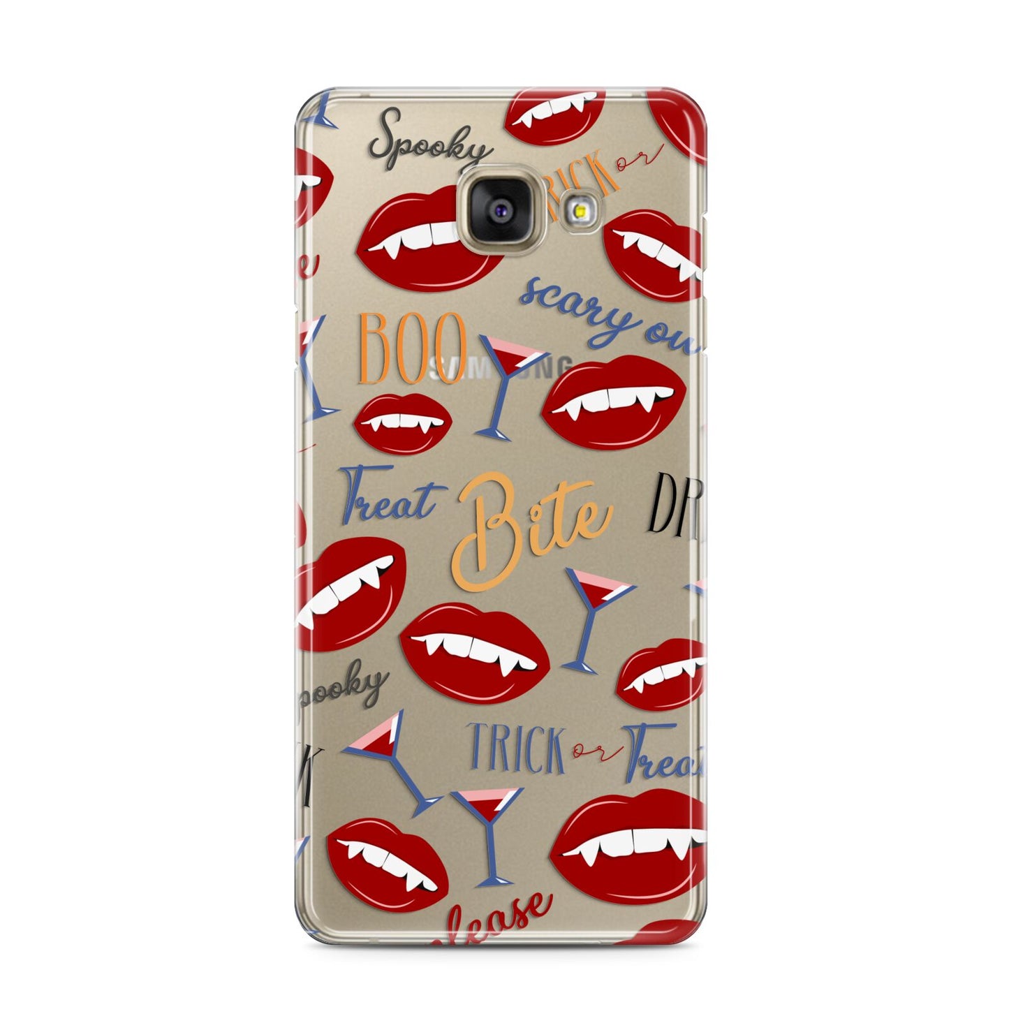 Vampire Illustrations and Catchphrases Samsung Galaxy A3 2016 Case on gold phone