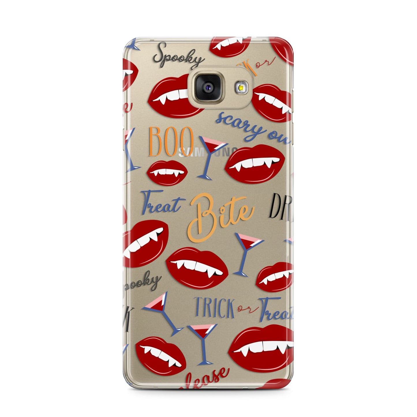 Vampire Illustrations and Catchphrases Samsung Galaxy A7 2016 Case on gold phone