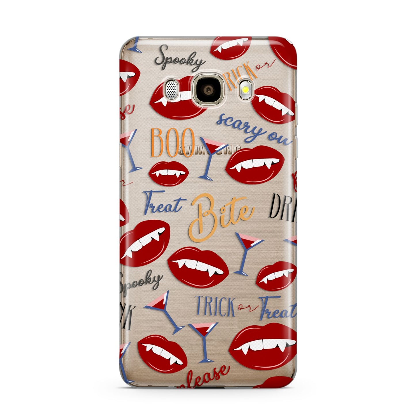 Vampire Illustrations and Catchphrases Samsung Galaxy J7 2016 Case on gold phone