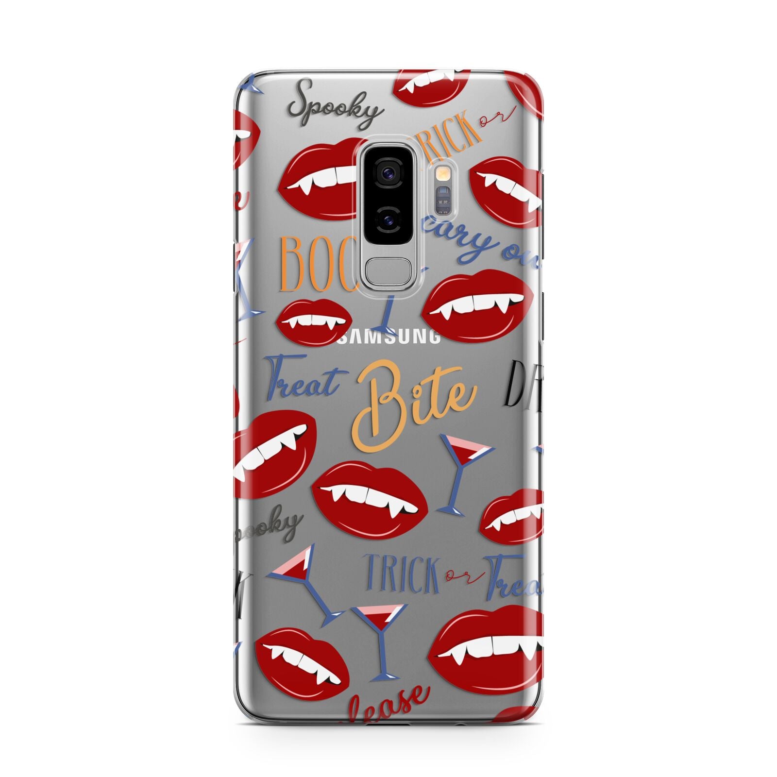 Vampire Illustrations and Catchphrases Samsung Galaxy S9 Plus Case on Silver phone