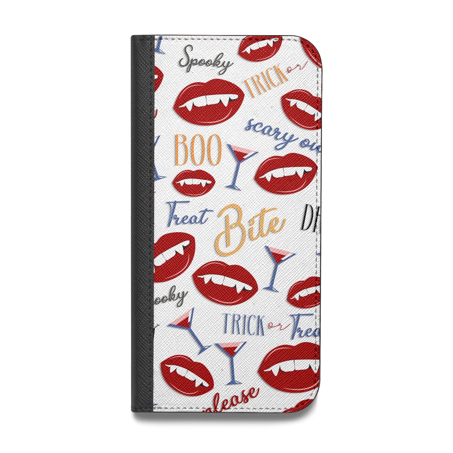 Vampire Illustrations and Catchphrases Vegan Leather Flip Samsung Case