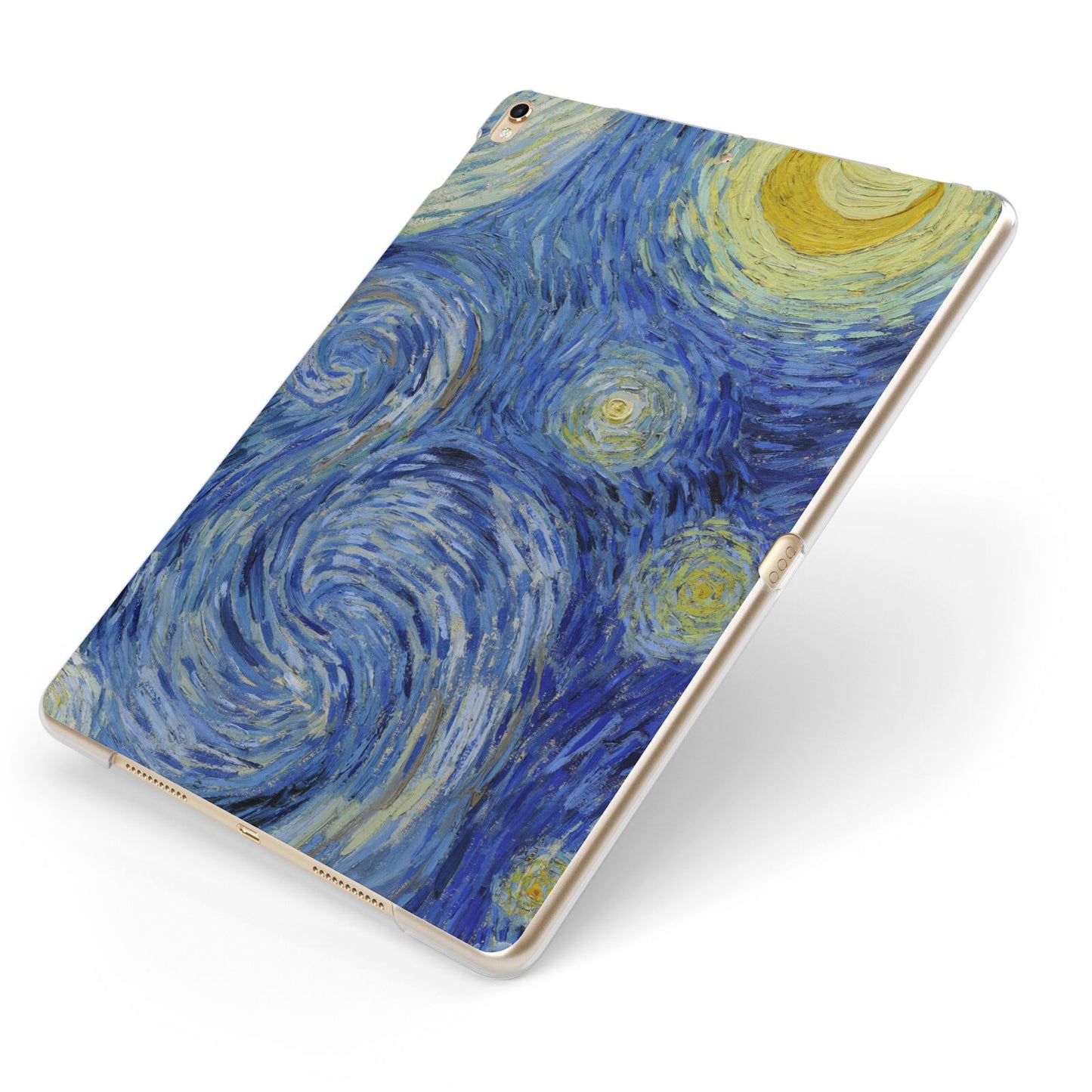 Van Gogh Starry Night Apple iPad Case on Gold iPad Side View